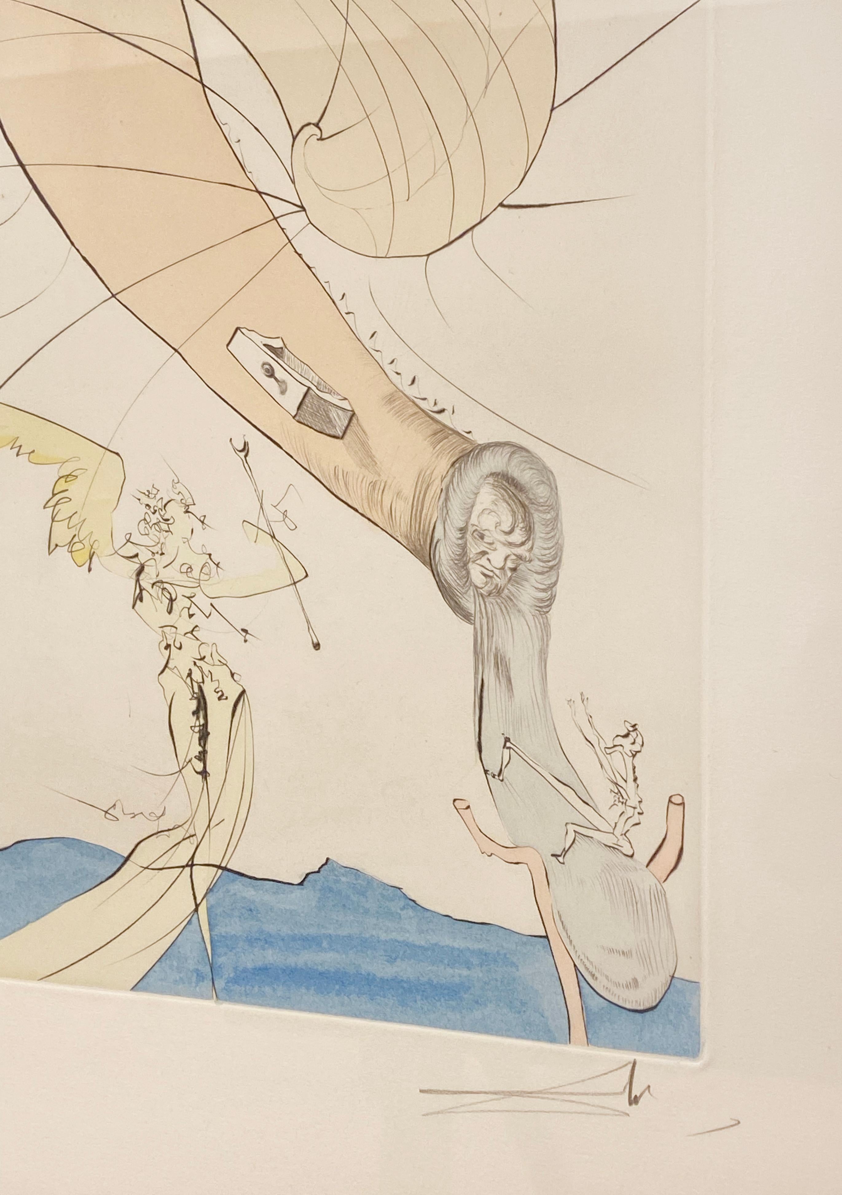 Freud with Snail-head - Surrealist Print by Salvador Dalí