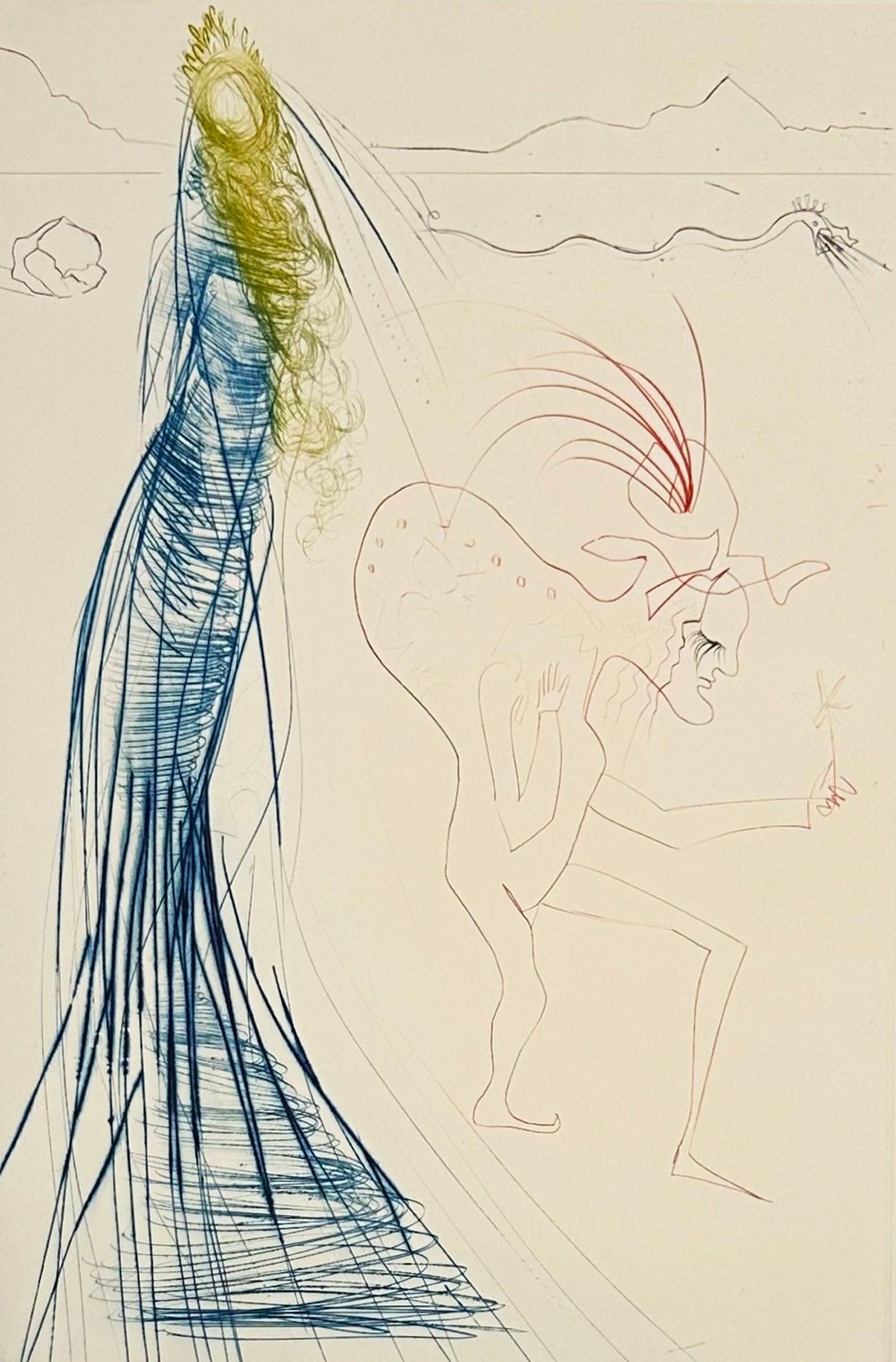 Salvador Dalí Abstract Print - Frocin, the Bad Dwarf, from Tristan and Iseult