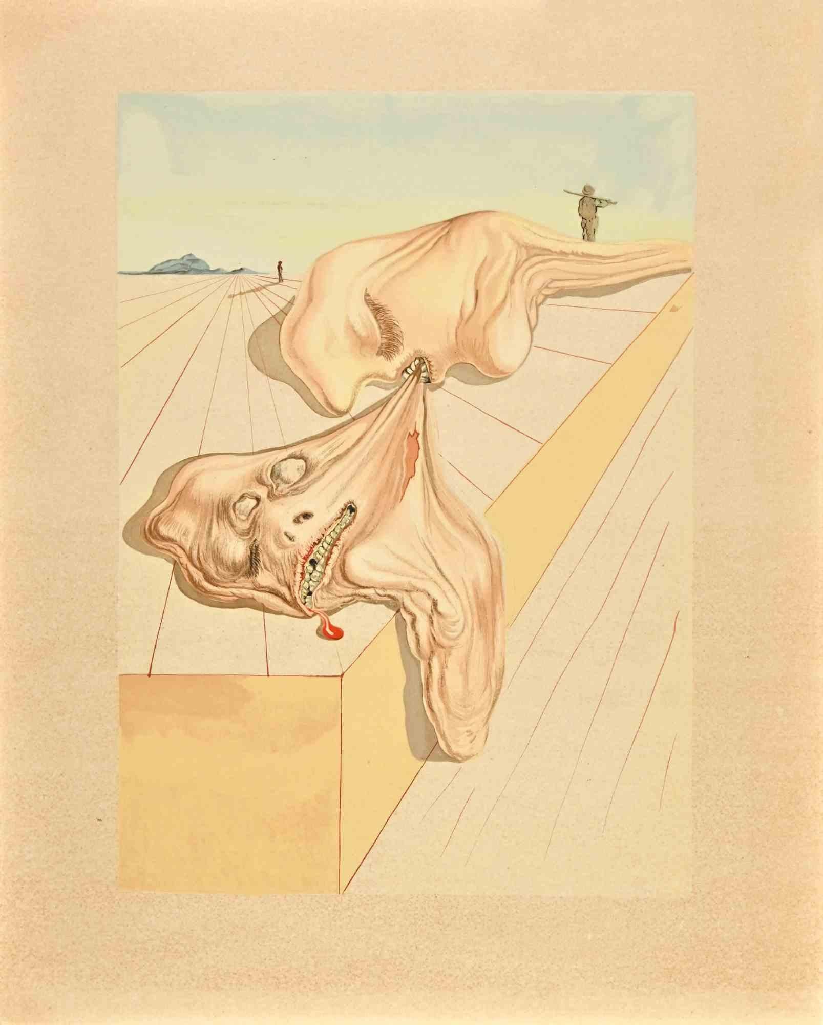 Salvador Dalí Figurative Print - Gianni Schicchi's Bite - Woodcut Print - 1963