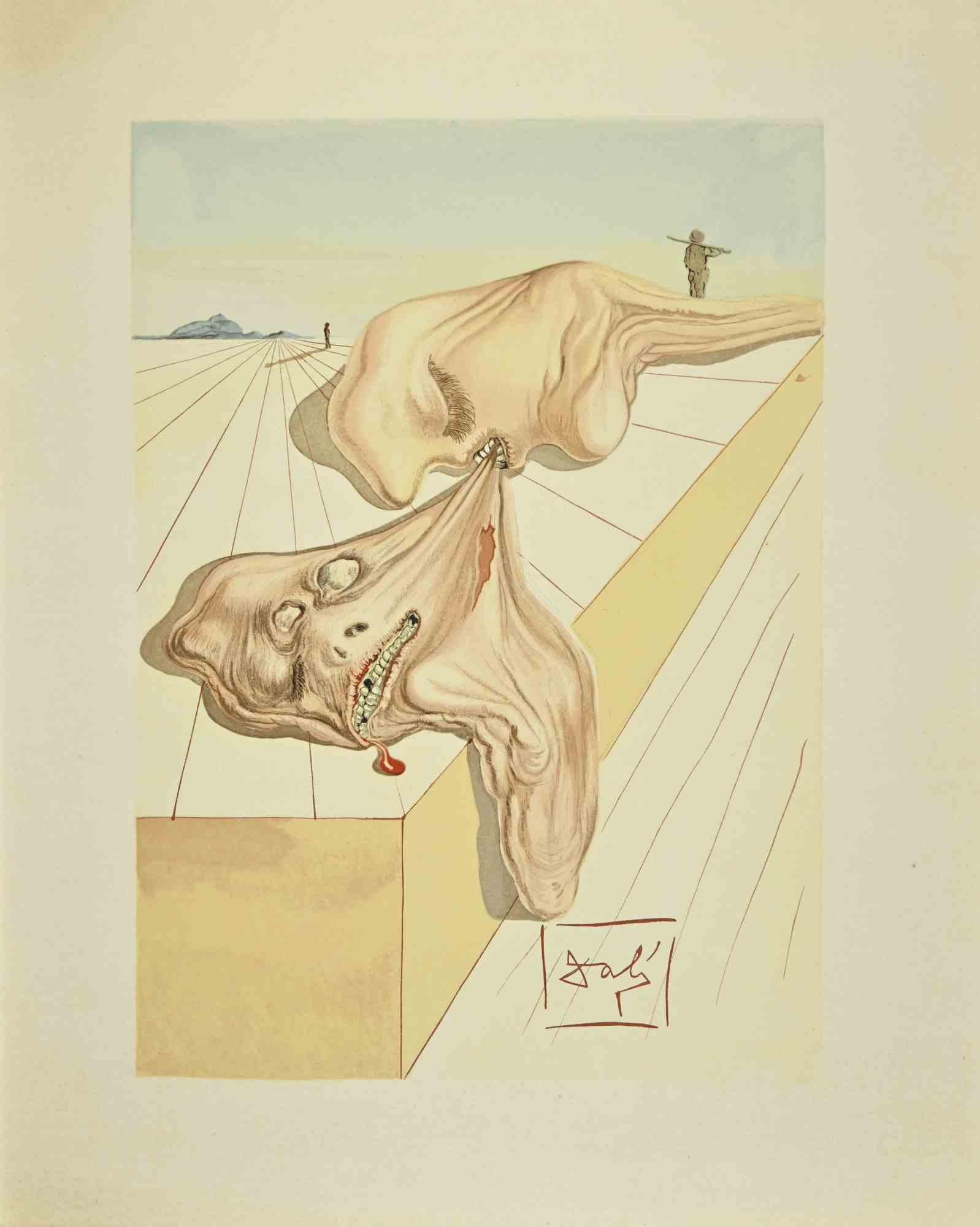 Salvador Dalí Print – Gianni Schicchis Fehde – Holzschnittdruck – 1963