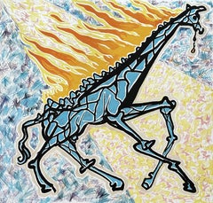 Giraffe on Fire - Original Lithograph Hand Signed - Field #76-2