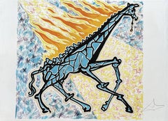 Giraffe on Fire - Original Lithograph Hand Signed - Field #76-2