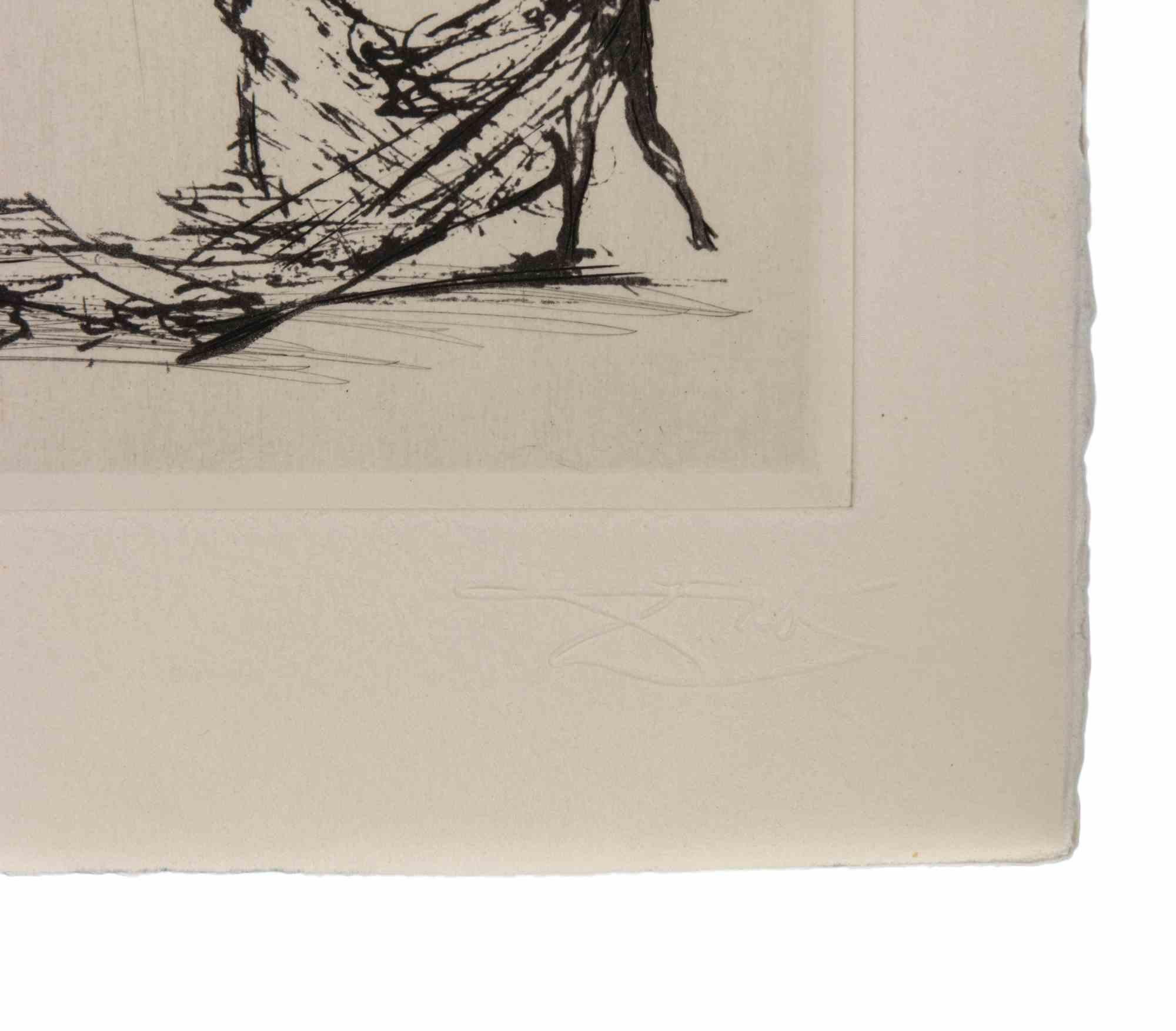 Girl with a Page - Etching - 1968 - Print by Salvador Dalí