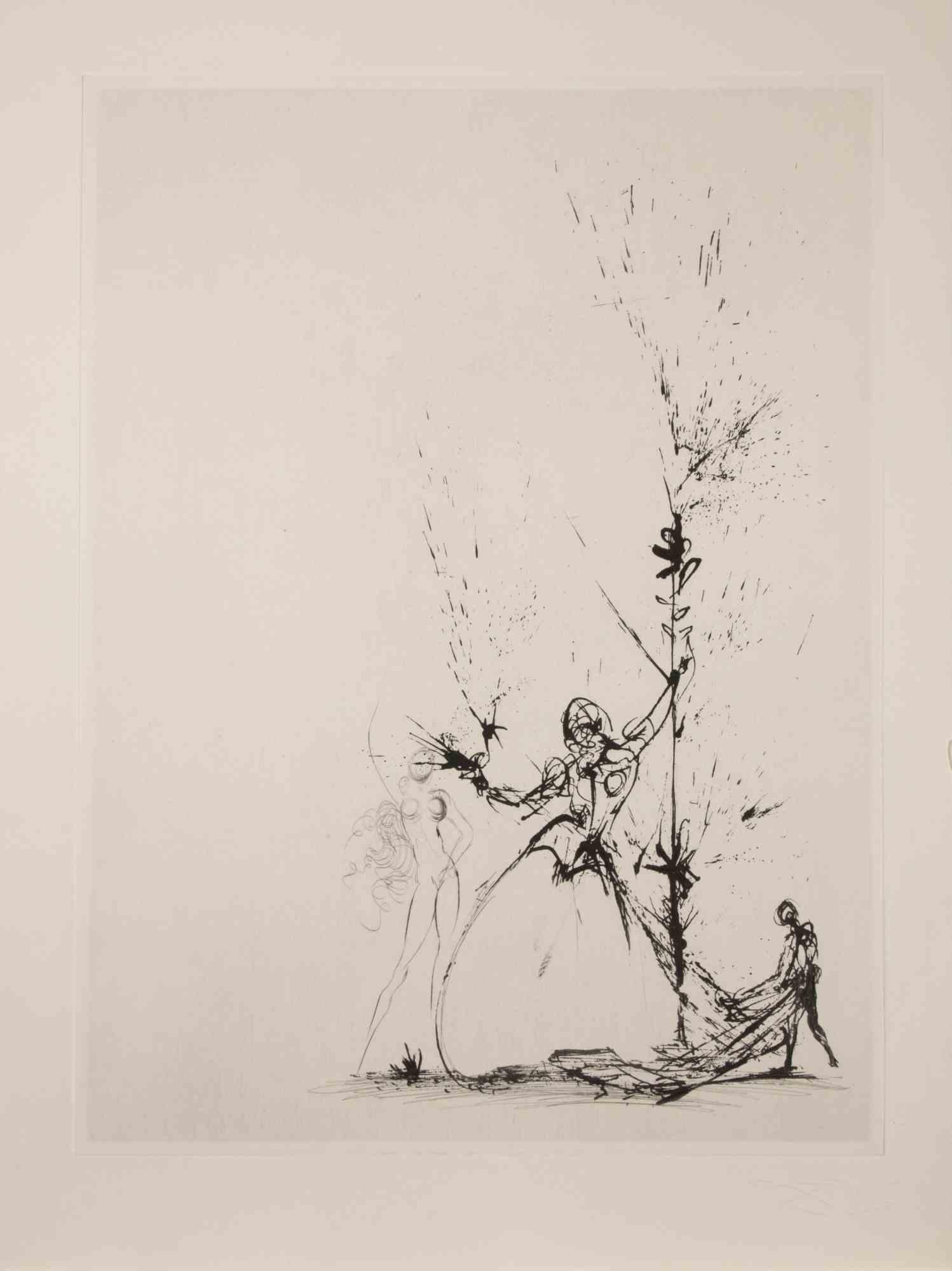 Salvador Dalí Figurative Print - Girl with a Page - Etching - 1968