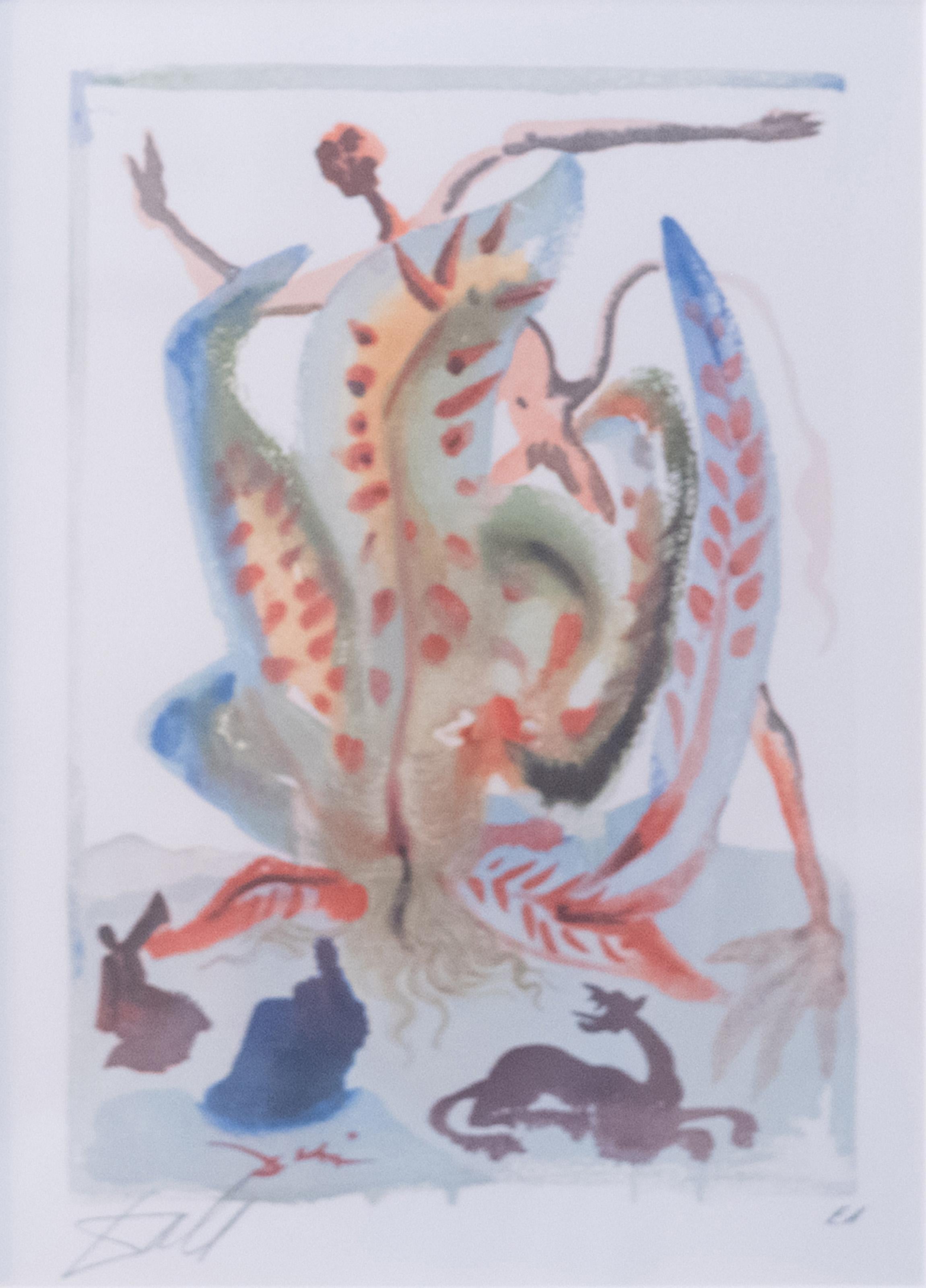 Gluttony, Besteck: Canto 23, Surrealistische Lithographie von Salvador Dali – Print von Salvador Dalí