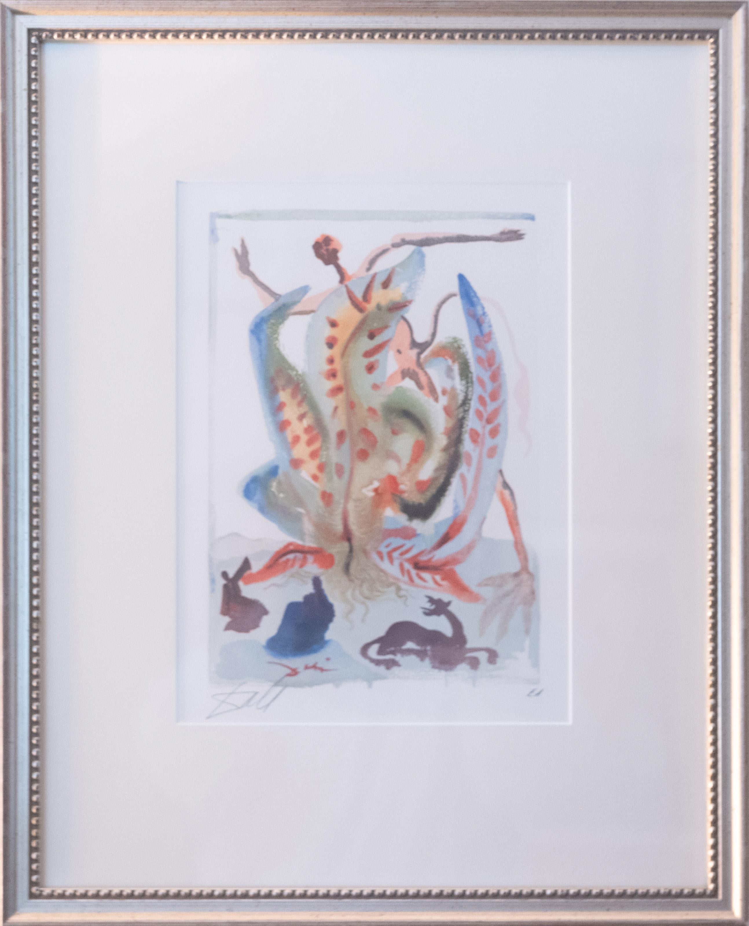 Salvador Dalí Figurative Print – Gluttony, Besteck: Canto 23, Surrealistische Lithographie von Salvador Dali
