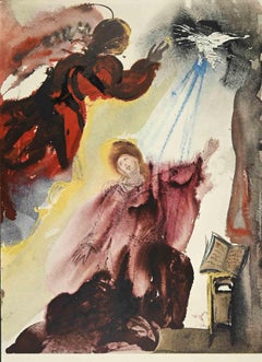 God sends Gabriel to the Virgin Mary - Lithograph - 1964