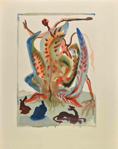 Greed from The Series "The Divine Comedy" - Woodcut Print - 1963