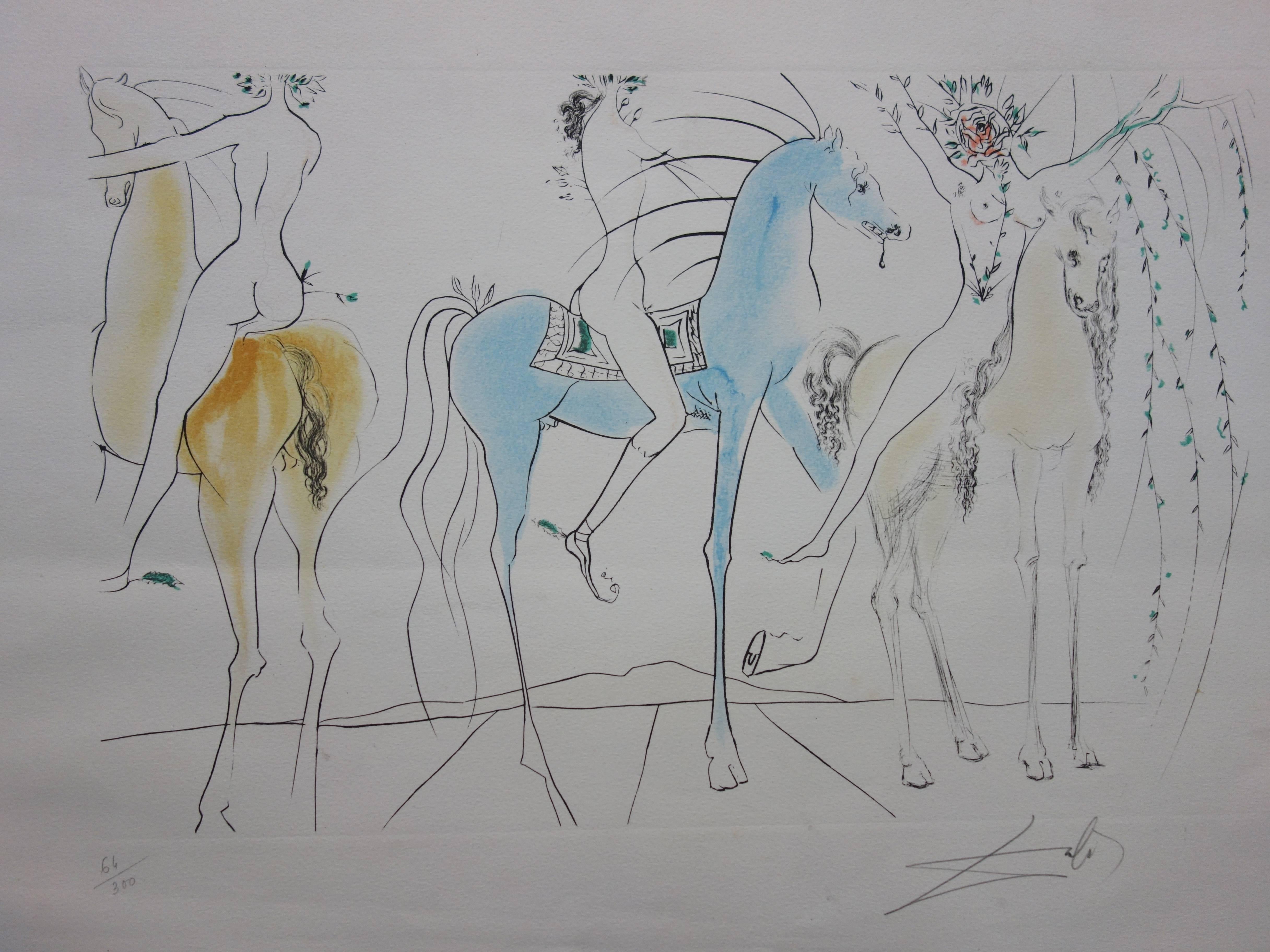 Hamadryades Mimétiques Arborescentes - Original handsignierte Radierung - 1971 – Print von Salvador Dalí