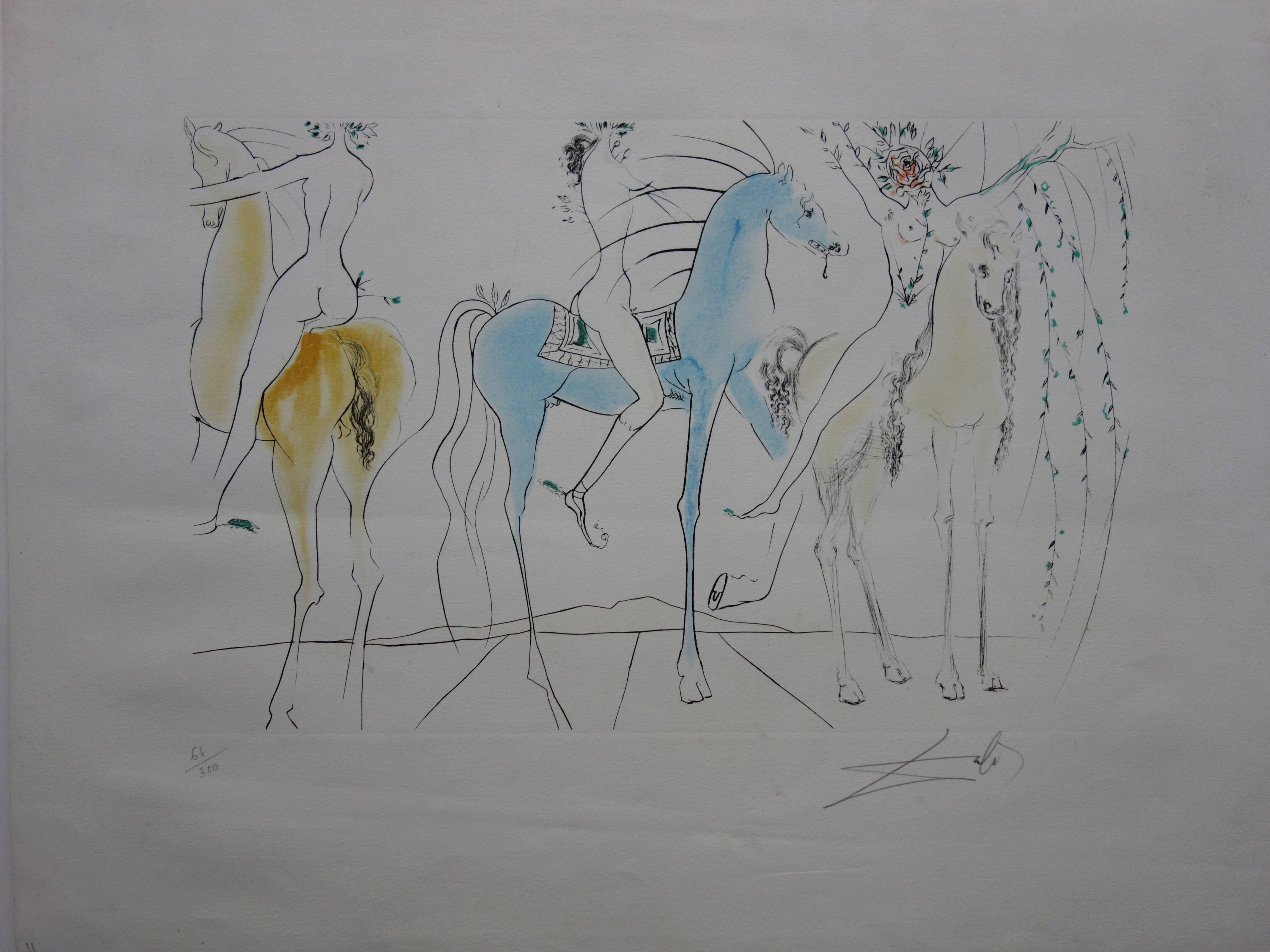 Salvador Dalí Figurative Print - Hamadryades Mimétiques Arborescentes - Original handsigned etching - 1971