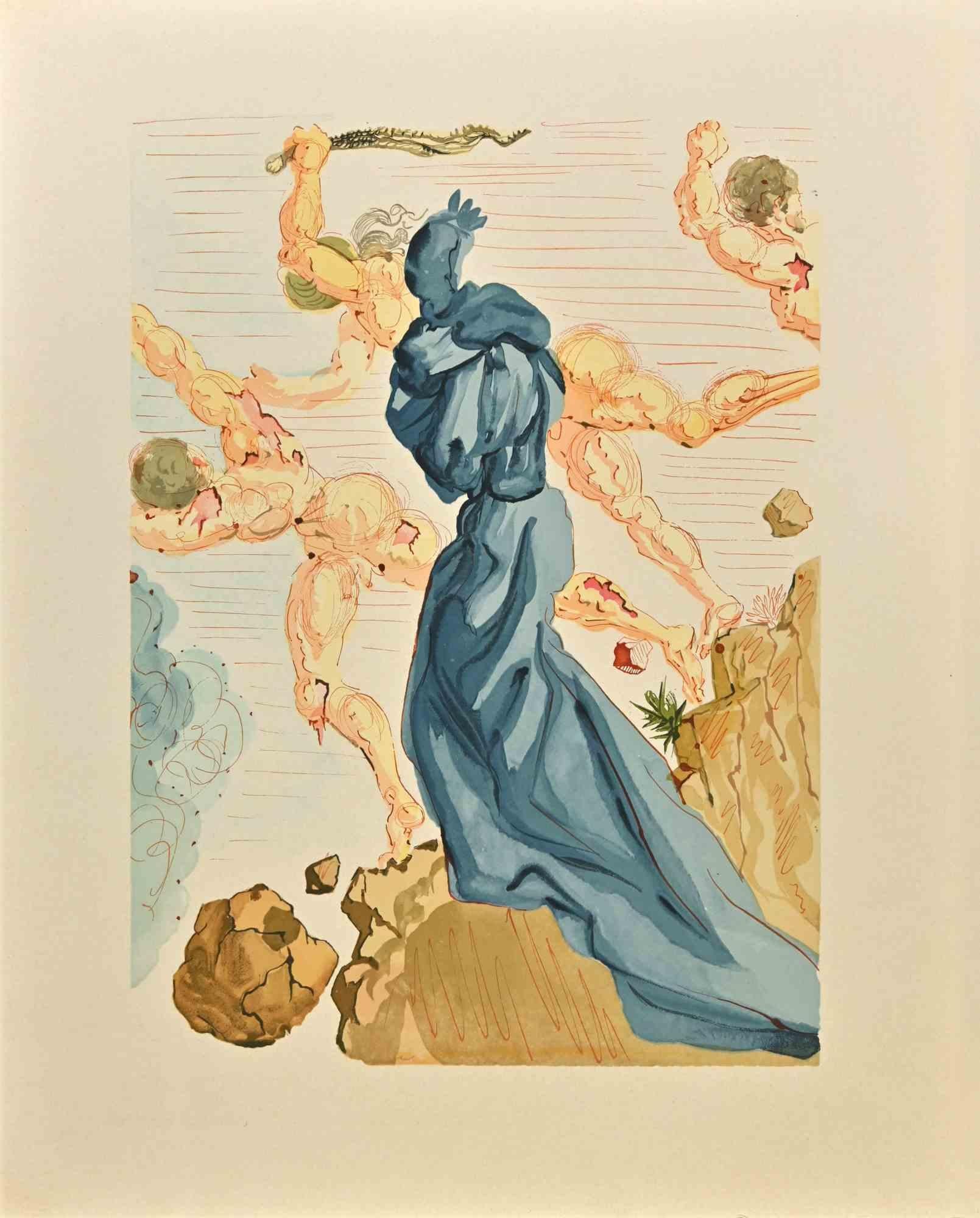 Salvador Dalí Figurative Print - Hard Margins from The Series "The Divine Comedy" - Woodcut Print - 1963