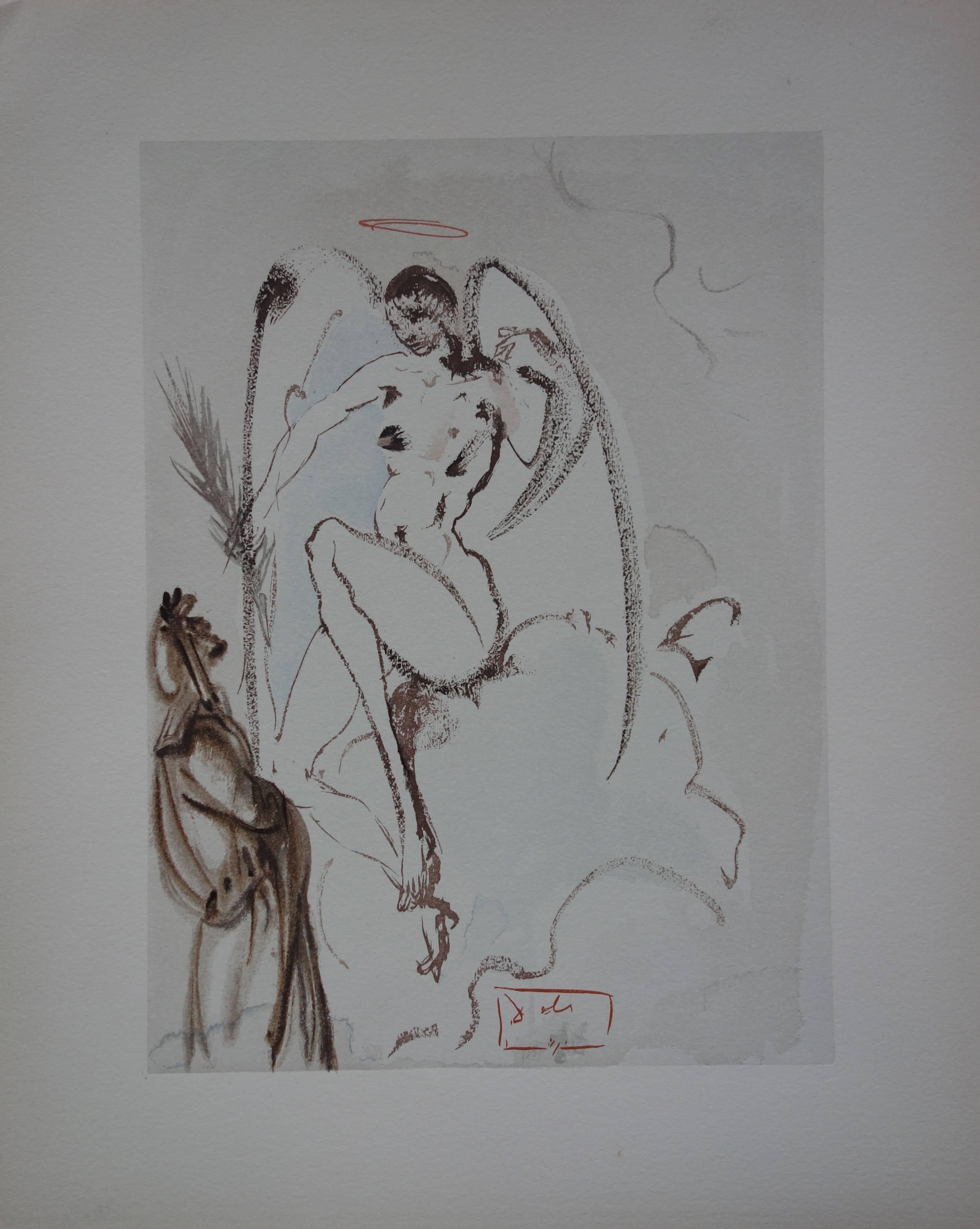 Salvador Dalí Figurative Print - Heaven 28 - The Archangel Gabriel - Woodcut - 1963 (Field p. 189)