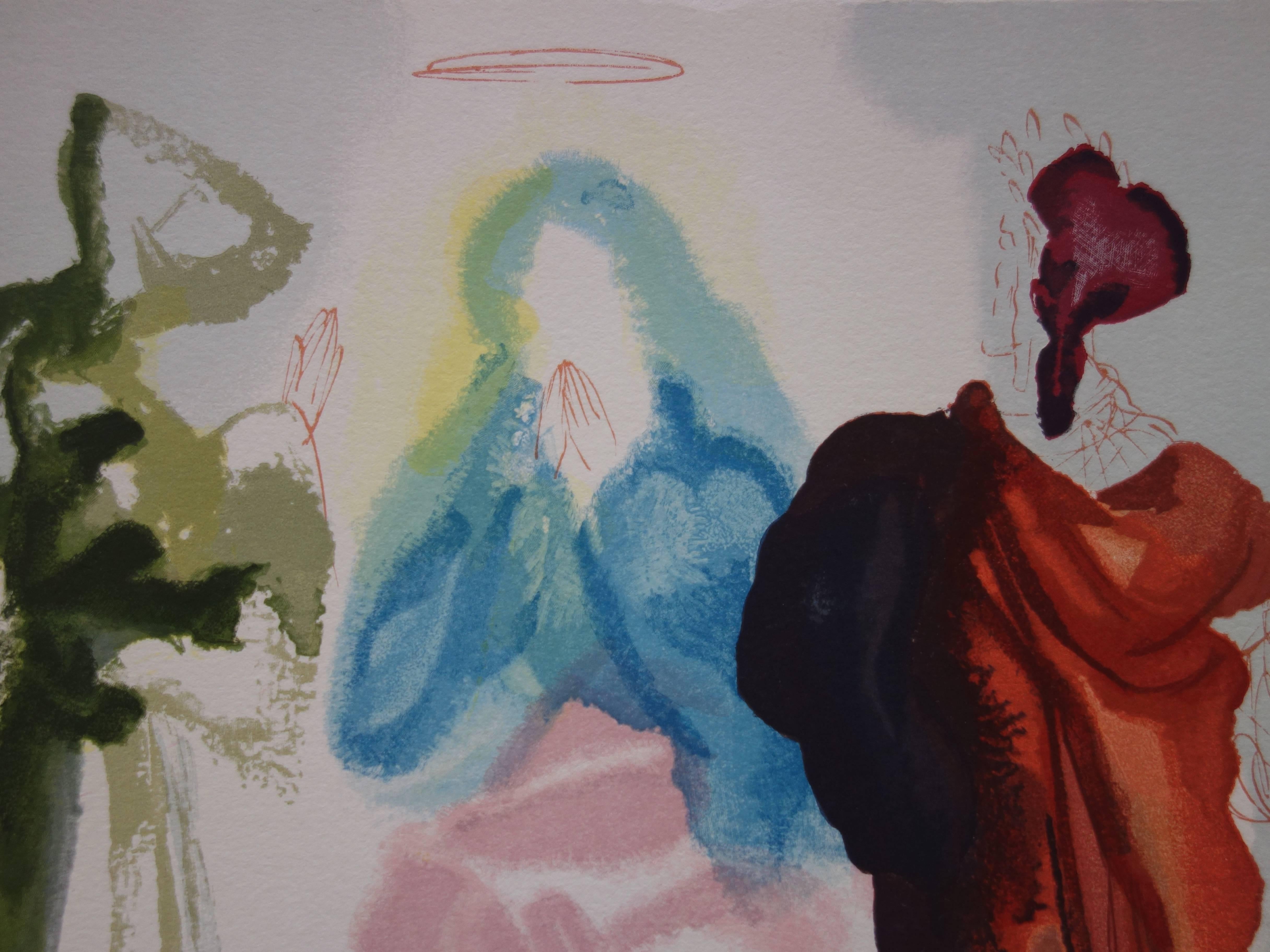 Le ciel 33 : prière de Saint Bernard - gravure sur bois en couleur - 1963 - Surréalisme Print par Salvador Dalí