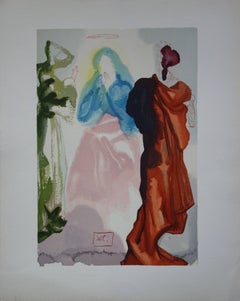 Le ciel 33 : prière de Saint Bernard - gravure sur bois en couleur - 1963