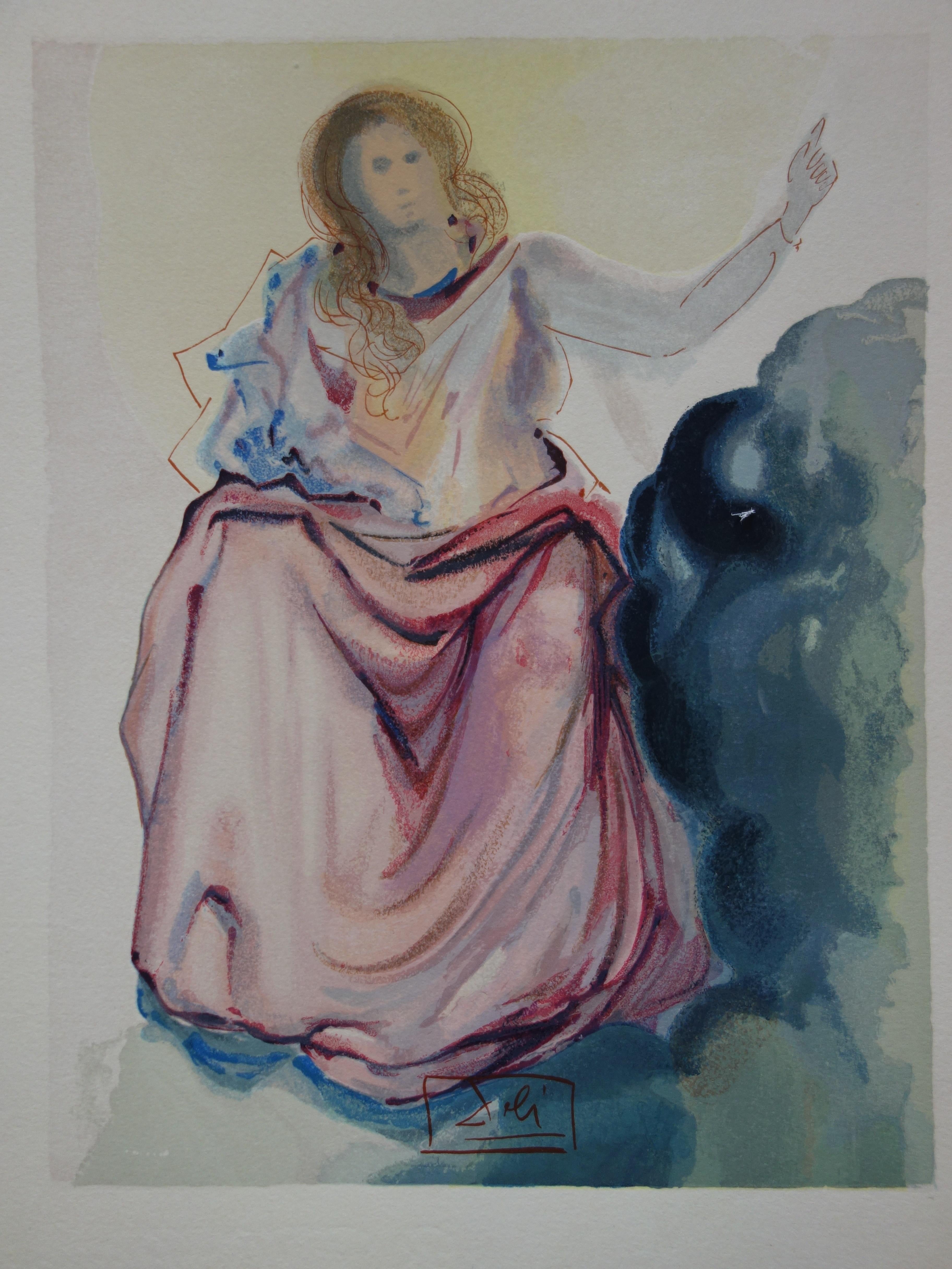 Heaven 4 - Beatrice - Color woodcut - 1963 (Field p. 189) - Gray Figurative Print by Salvador Dalí
