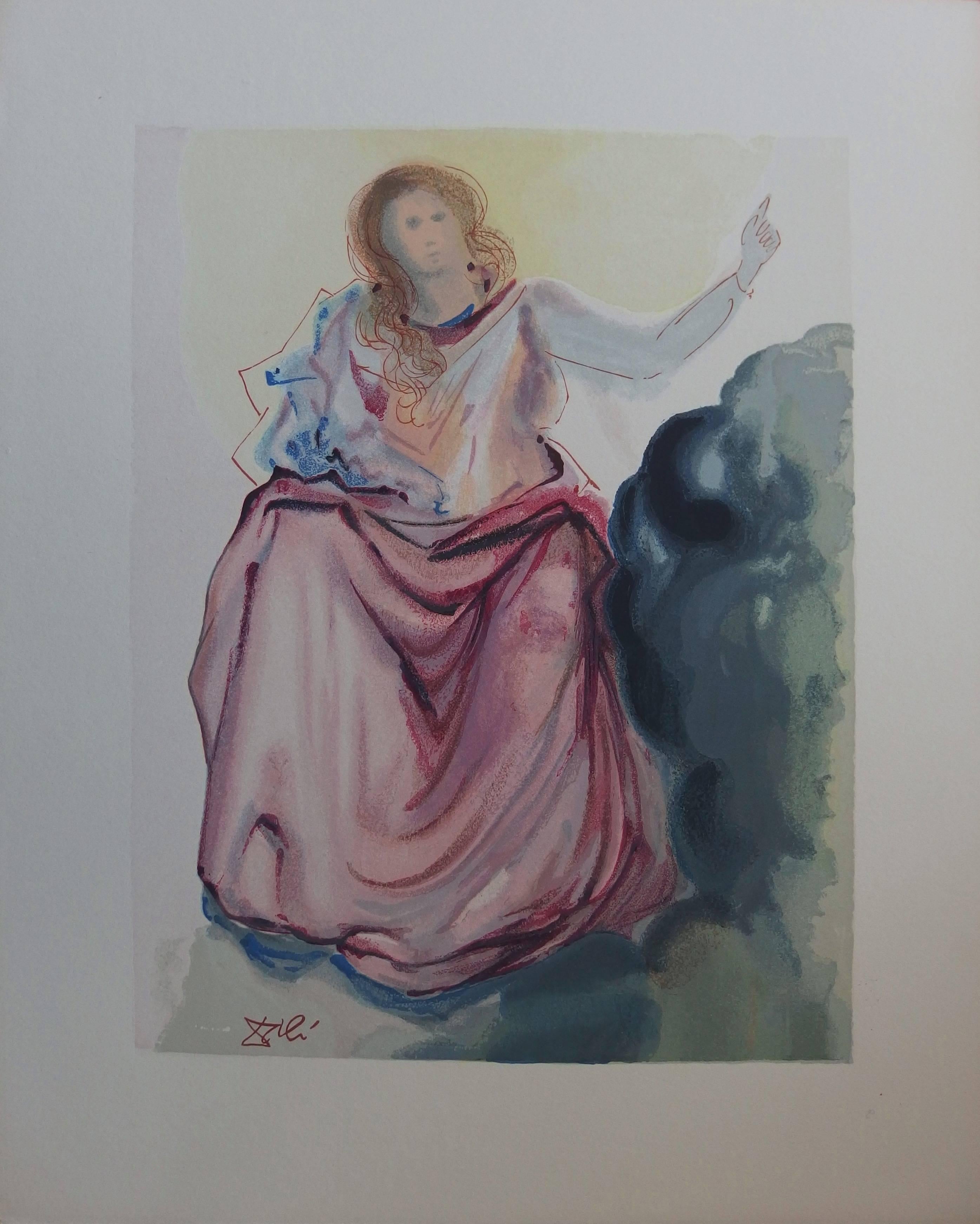 Salvador Dalí Figurative Print - Heaven 4 - Beatrice - Color woodcut - 1963