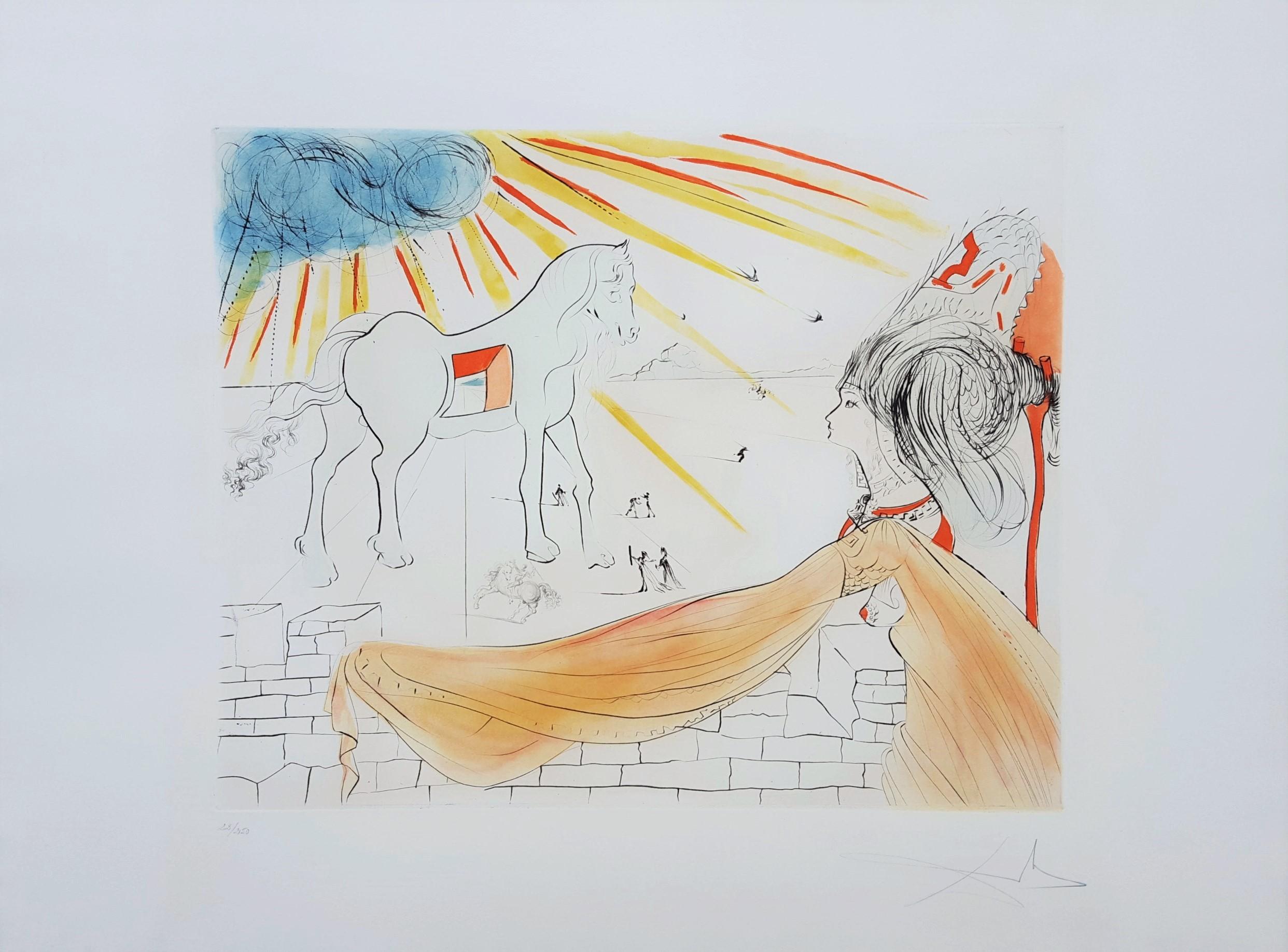 Helen and the Trojan Horse (Hélène et le cheval de Troie) - Print by Salvador Dalí