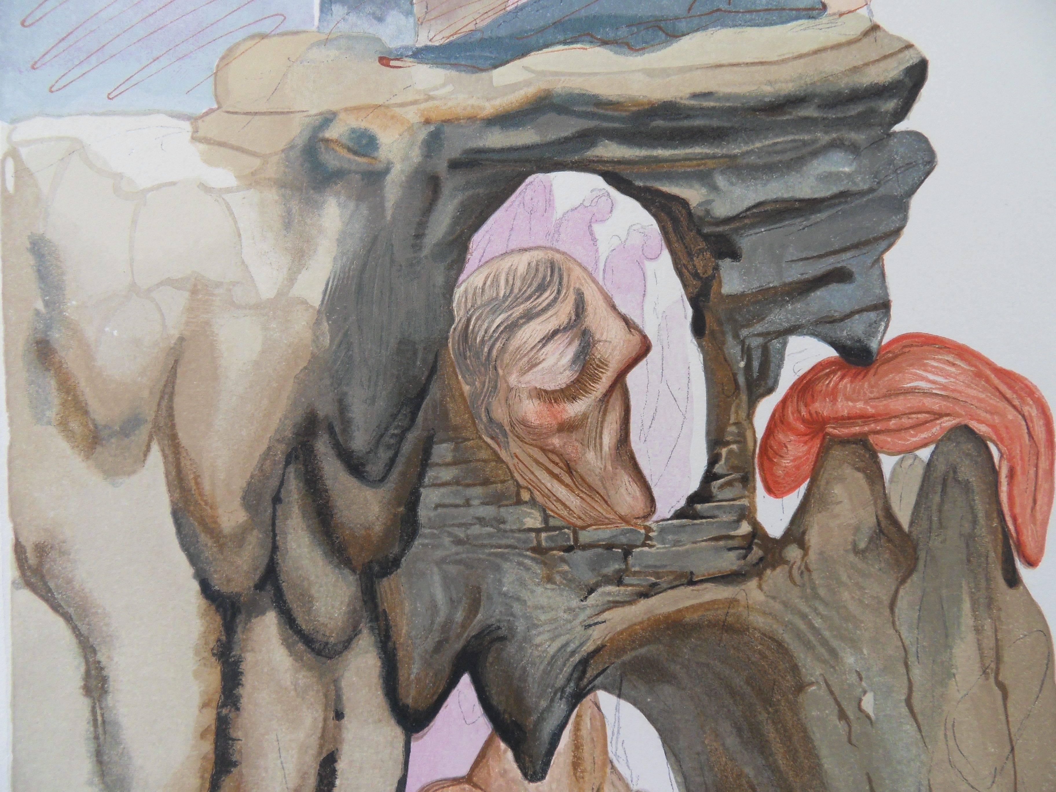 Hell 22 - The Liars  - Original Woodcut 1963  (Field p 189 à 200) - Surrealist Print by Salvador Dalí