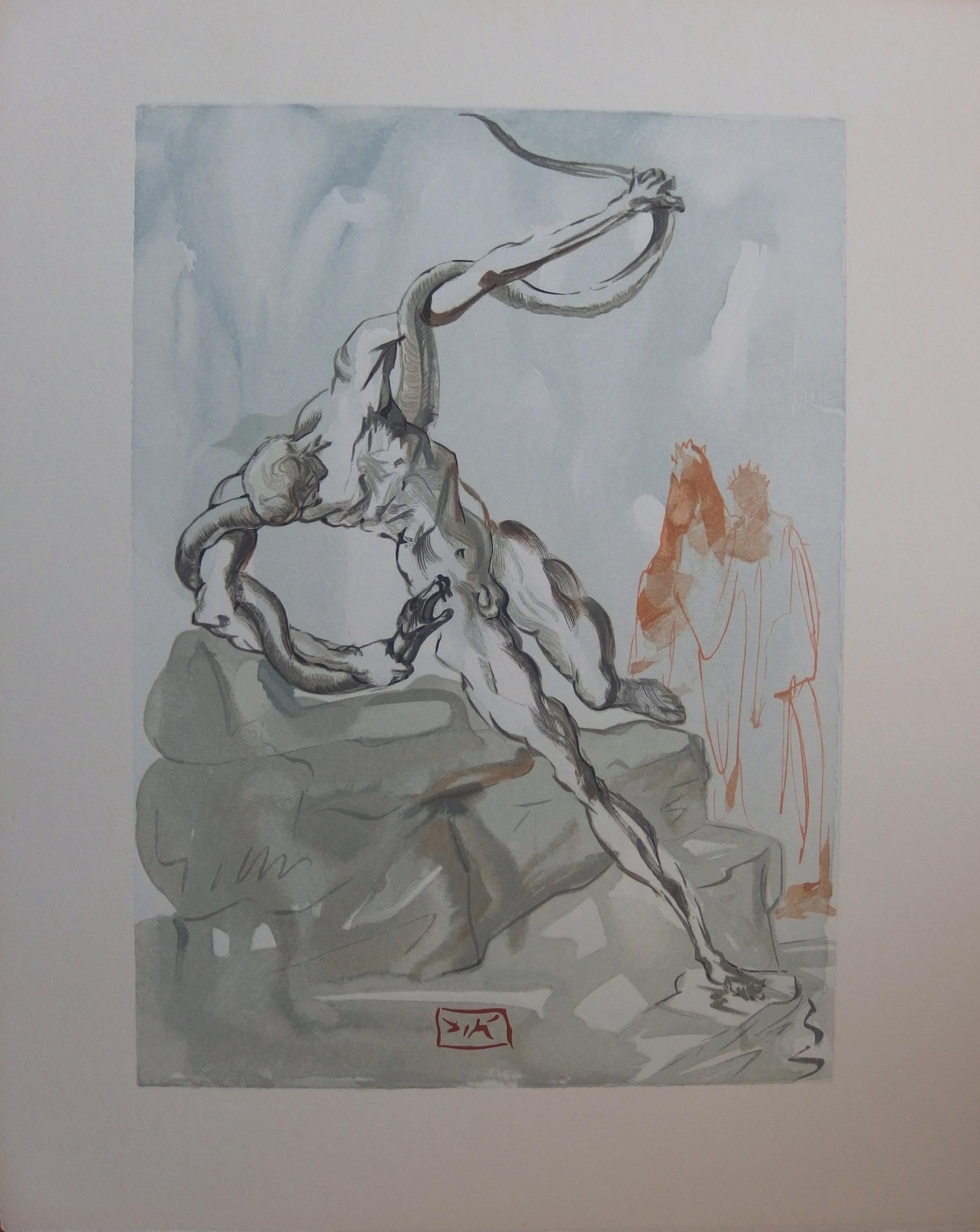 Salvador Dalí Figurative Print - Hell 24 - The Thieves - Woodcut - 1963 (Field #p. 189)