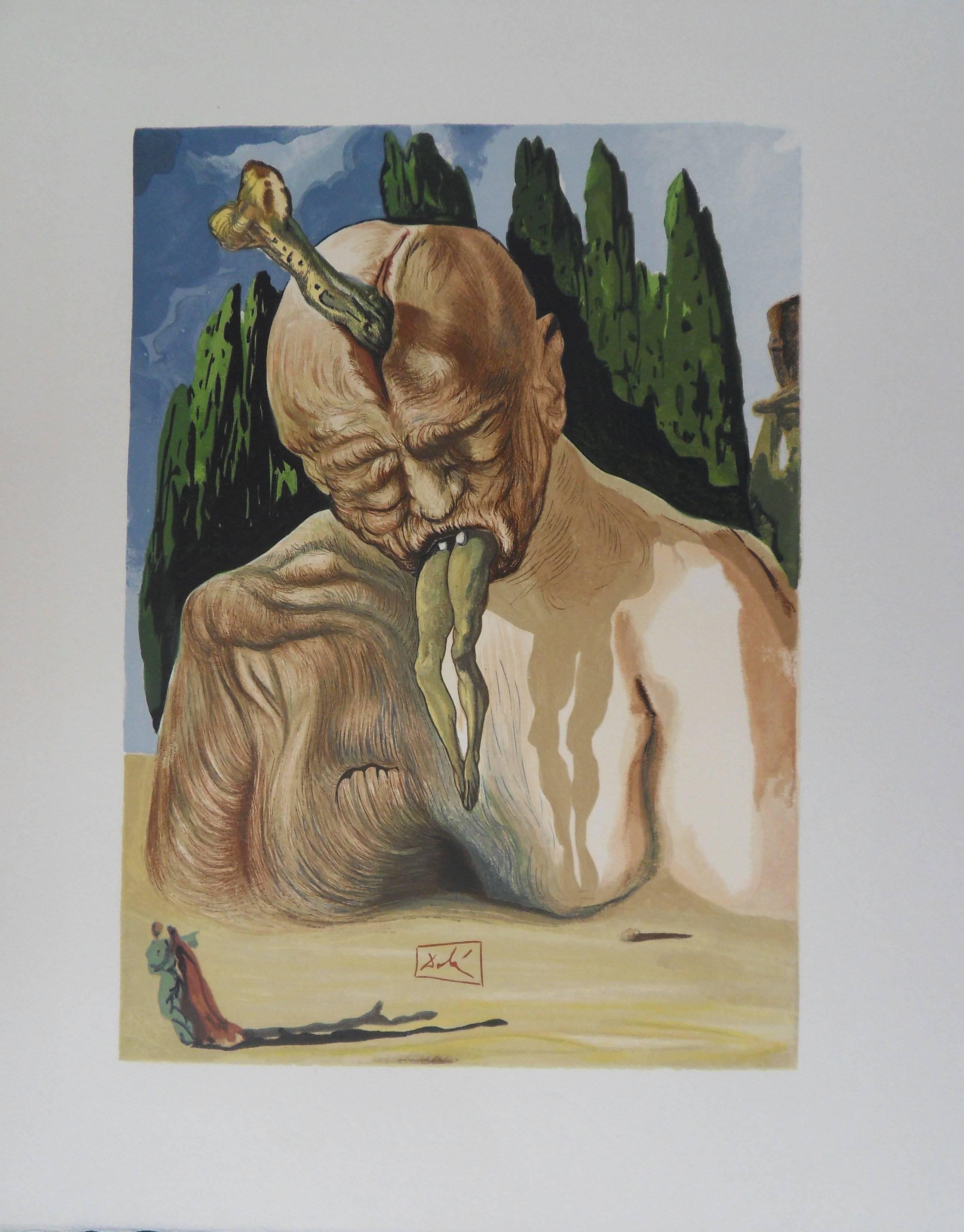 Salvador Dalí Figurative Print - Hell 27 - The Logician Devil - woodcut - 1963 (Field #p. 189)