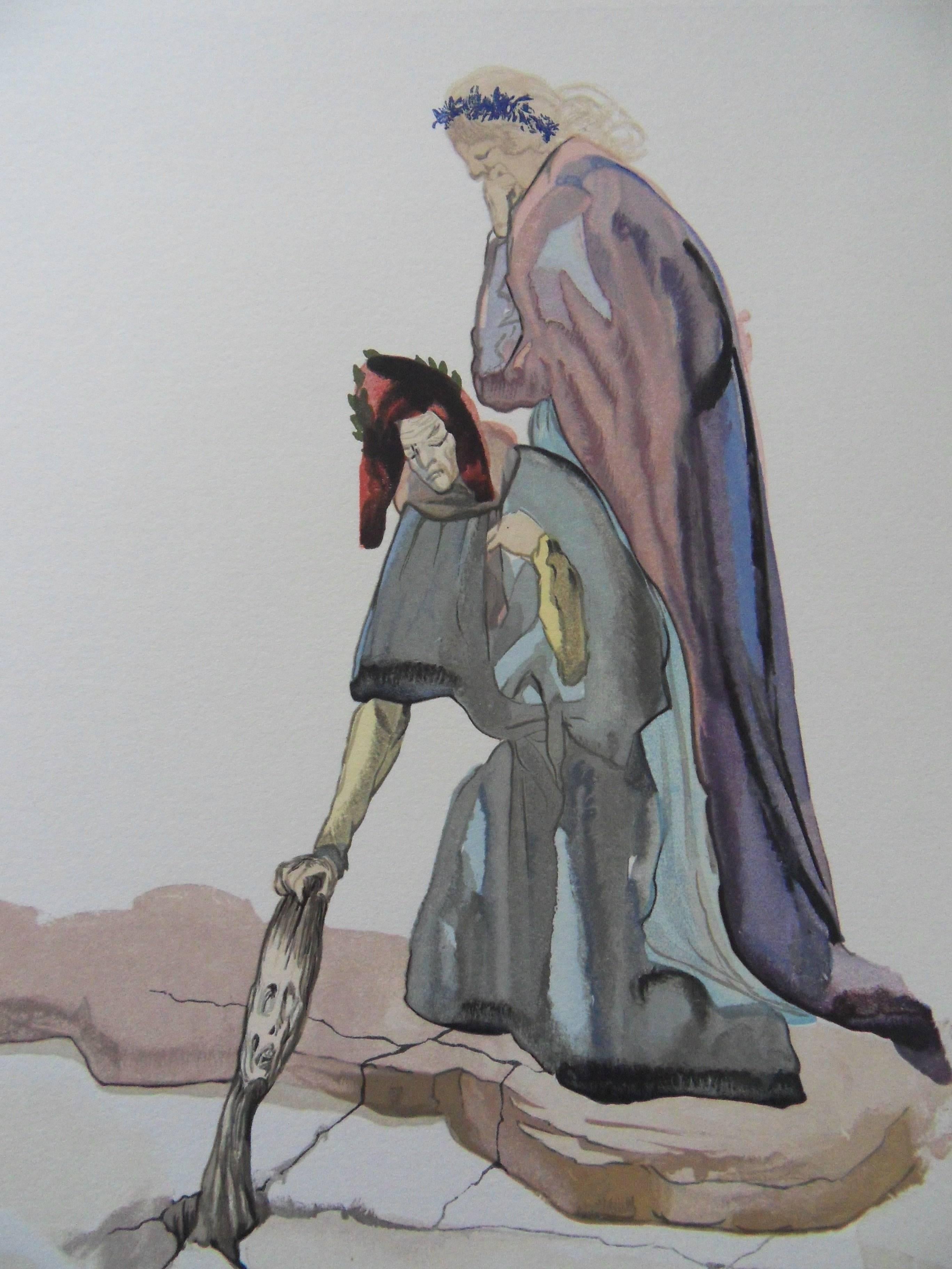 Inferno 32 - I traditori della patria - xilografia - 1963 (Campo p. 189) - Print Surrealismo di Salvador Dalí