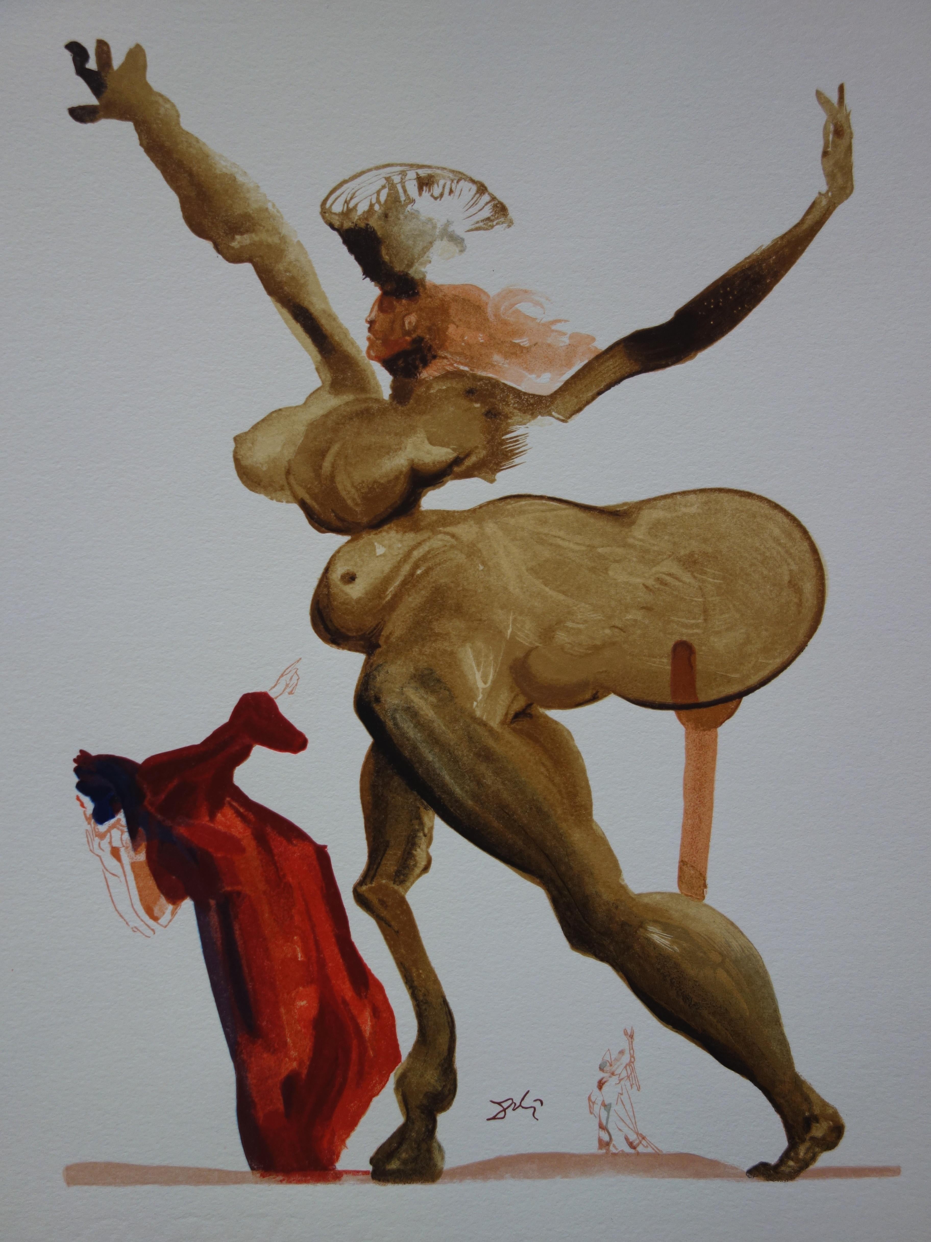 Hell 33 - The Betrayers of their Hosts - woodcut - 1963 (Field p. 189) - Gray Figurative Print by Salvador Dalí