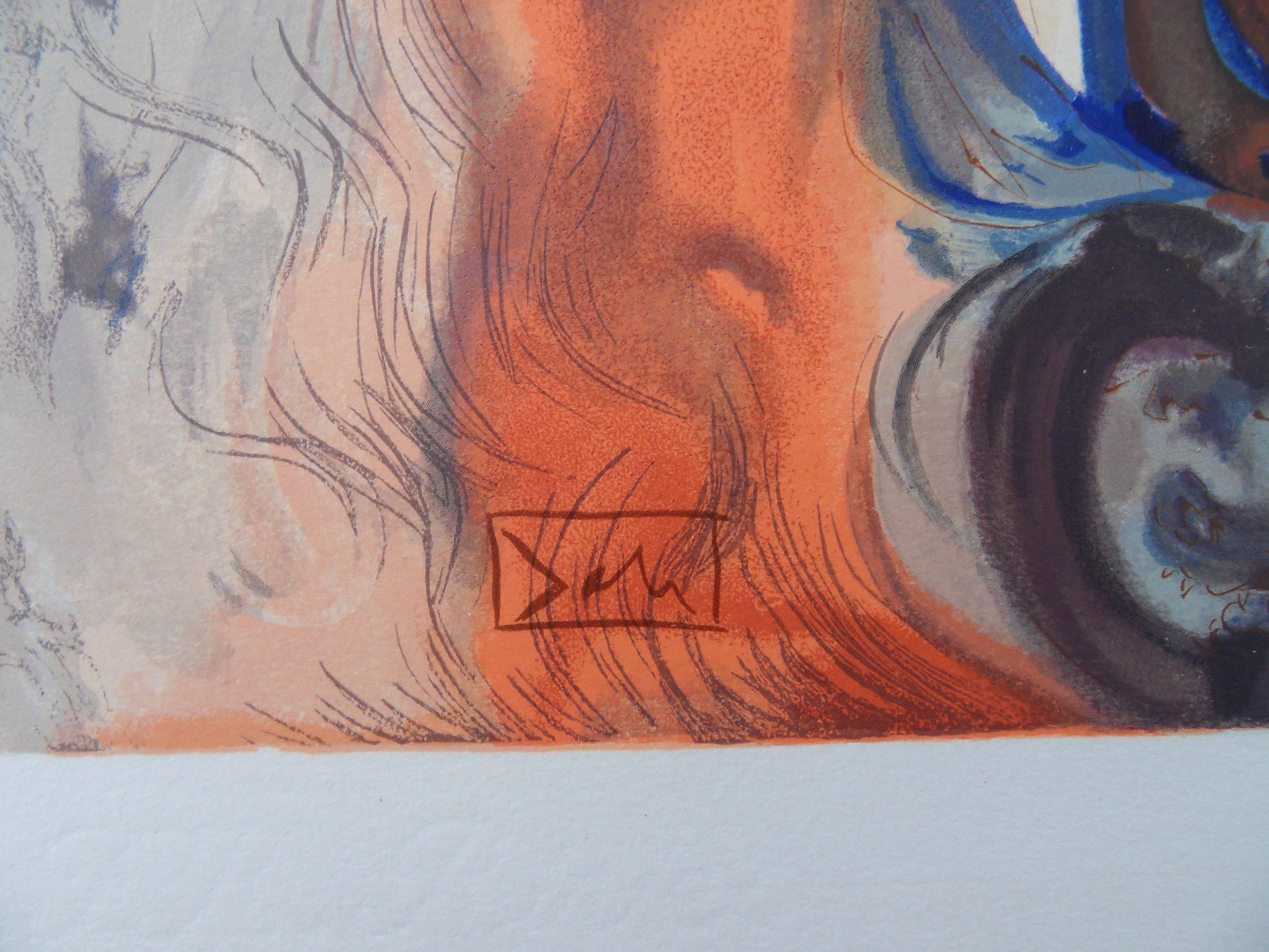 Infierno 34 : La aparición de Plutón - Grabado original en madera - 1963 (Campo p 189 à 200) - Print Surrealista de Salvador Dalí