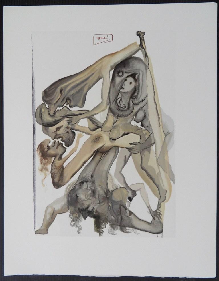 Salvador Dalí Figurative Print - Hell 4 : The Limbos - Woodcut - 1963