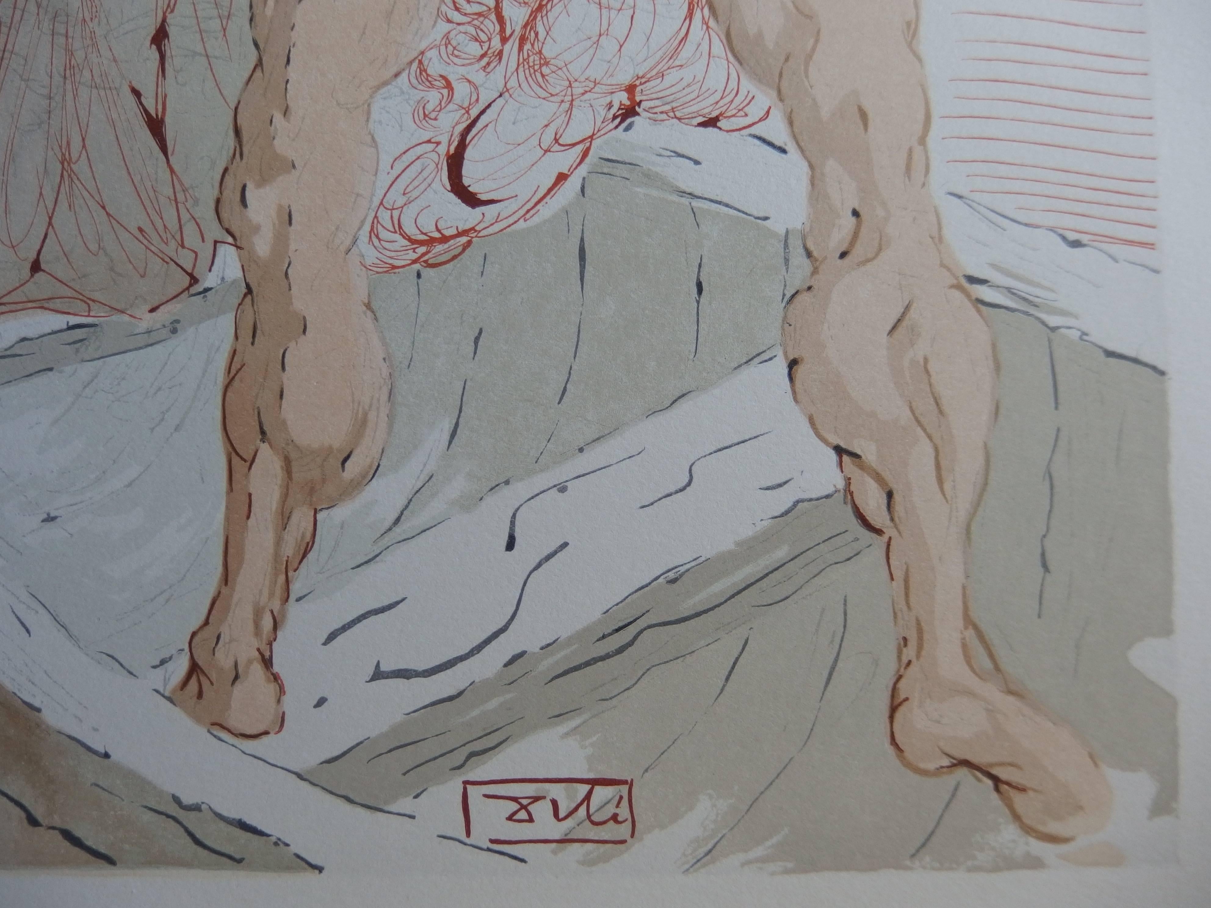 Hell : Charon and the Crossing of the Acheron - gravure sur bois - 1963 [page 189] - Print de Salvador Dalí