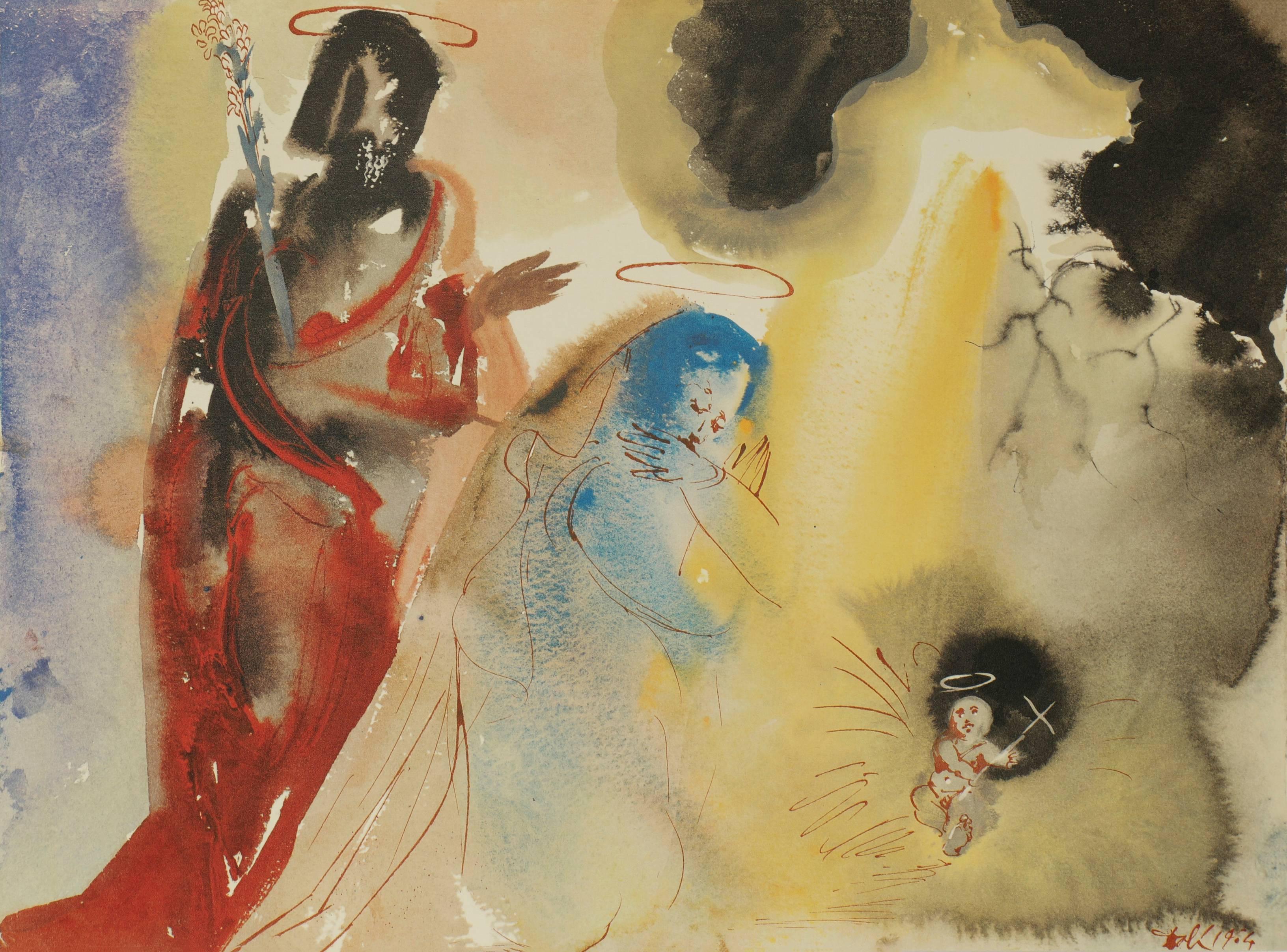 Salvador Dalí Figurative Print - "Her Child is of the Holy Spirit"