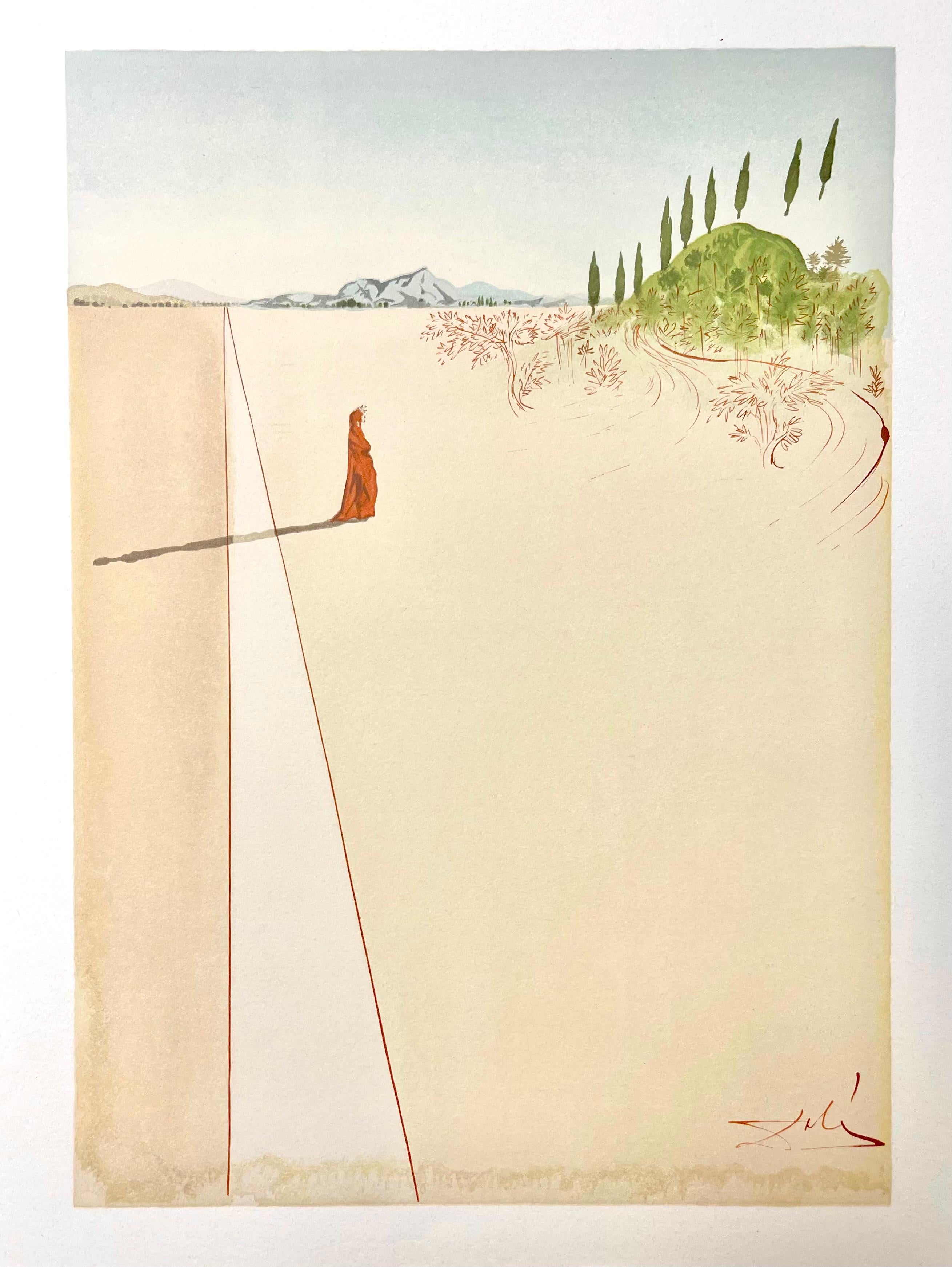 Hölle I (Field 189-200; M/L 1039-1138), Die Göttliche Komödie - White Landscape Print by Salvador Dalí