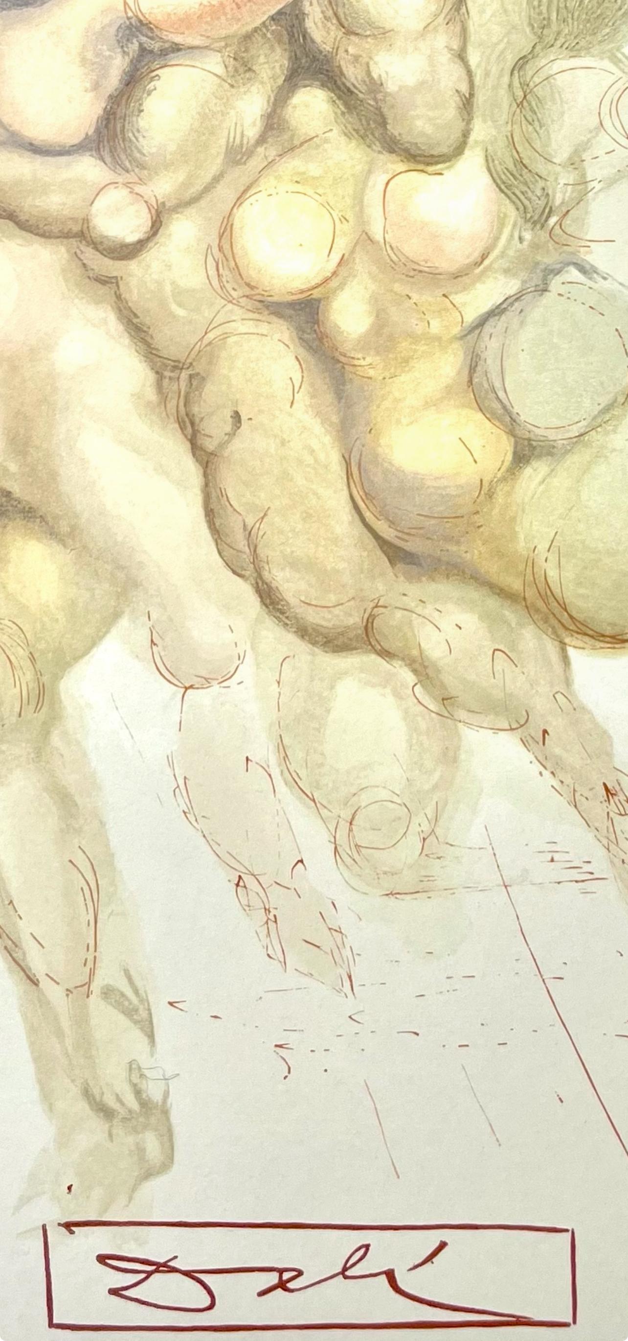 Hölle VIII (Field 189-200; M/L 1039-1138), Die Göttliche Komödie - Beige Landscape Print by Salvador Dalí