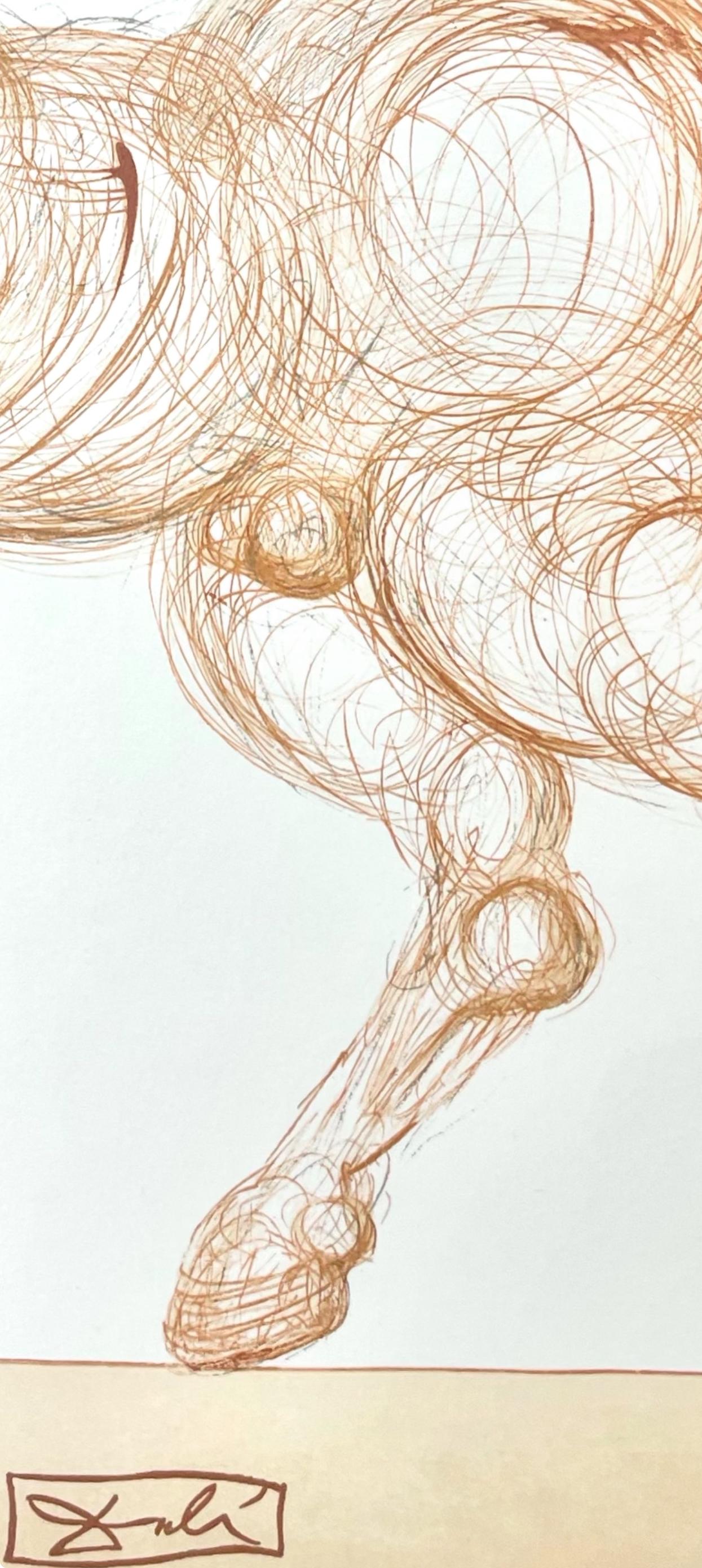 Hölle XXV (champs 189-200 ; M/L 1039-1138), Die Göttliche Komödie - Beige Figurative Print par Salvador Dalí