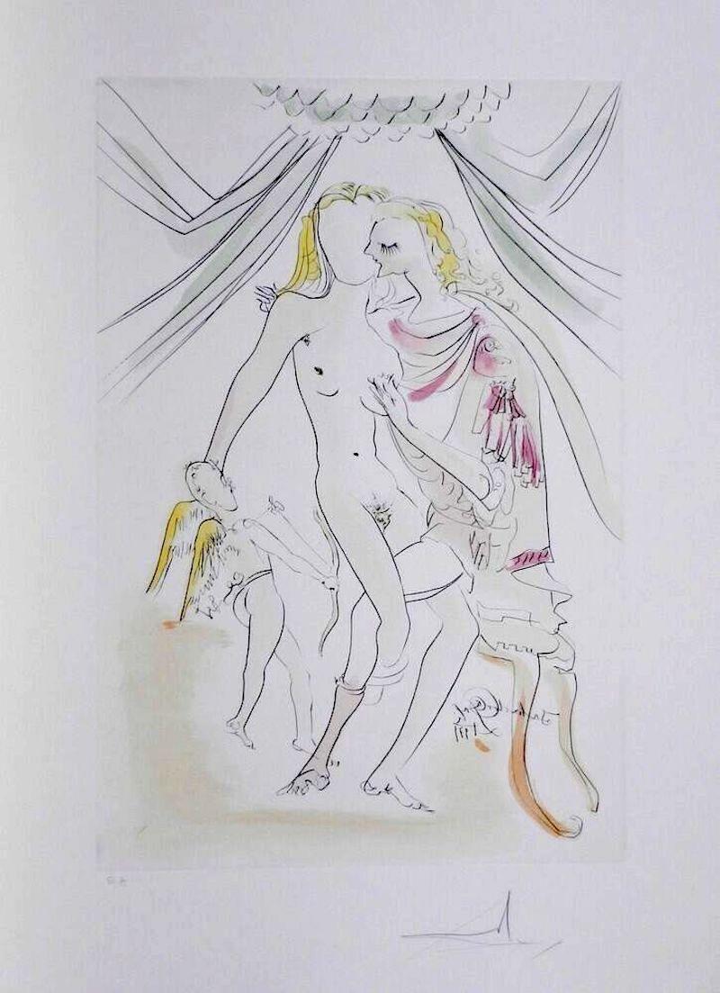 Salvador Dalí Nude Print - Hommage a Albrecht Durer Venus Mars Cupidon