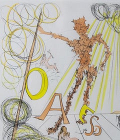 Hommage a Leonardo da Vinci LA LYNOTYPE original engraving Salvador Dali 1975