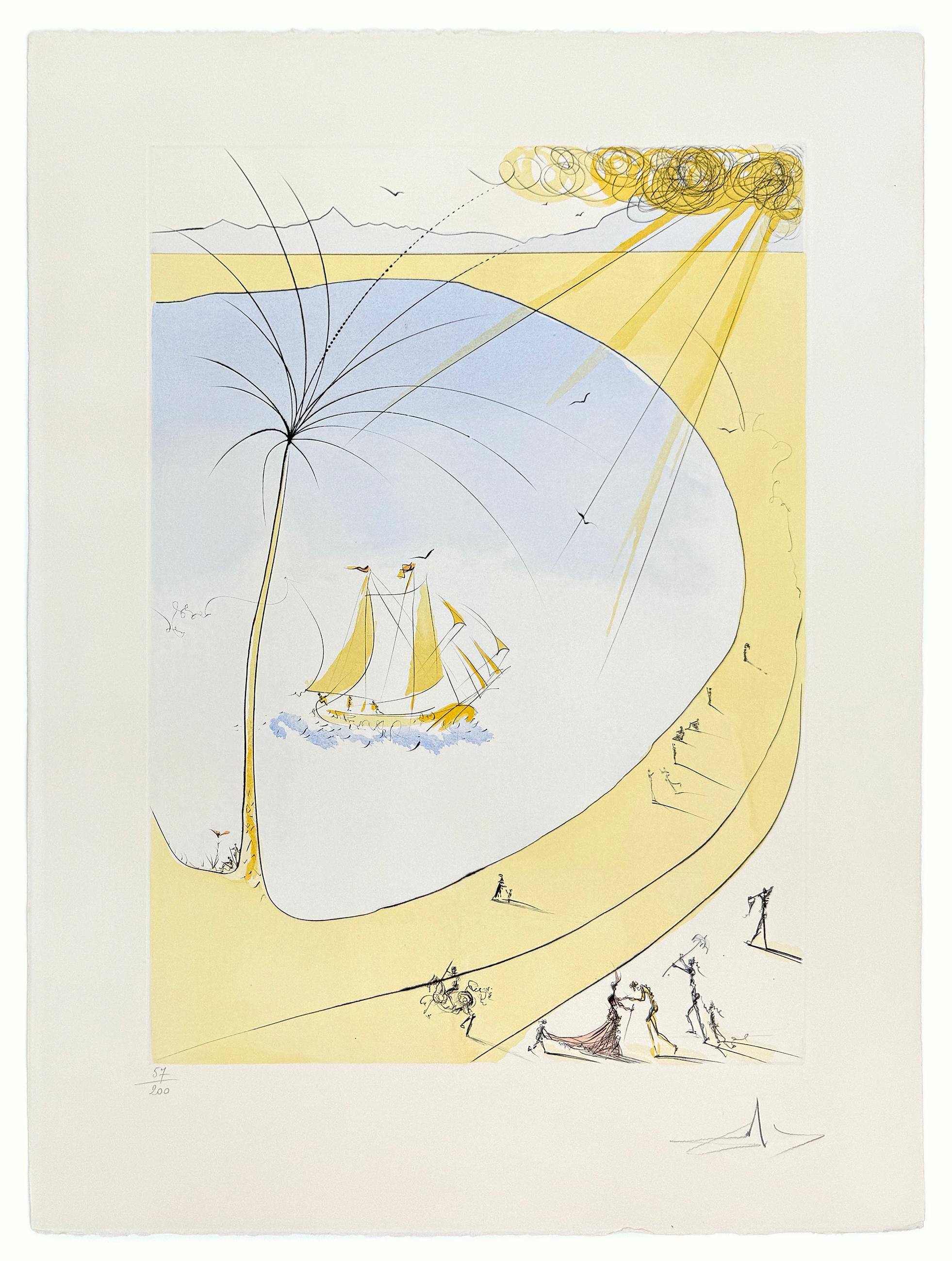 Salvador Dalí Portrait Print - Hommage a Picasso (Cannes / Cote d'Azur) Signed Etching, F. Hunter Authenticated