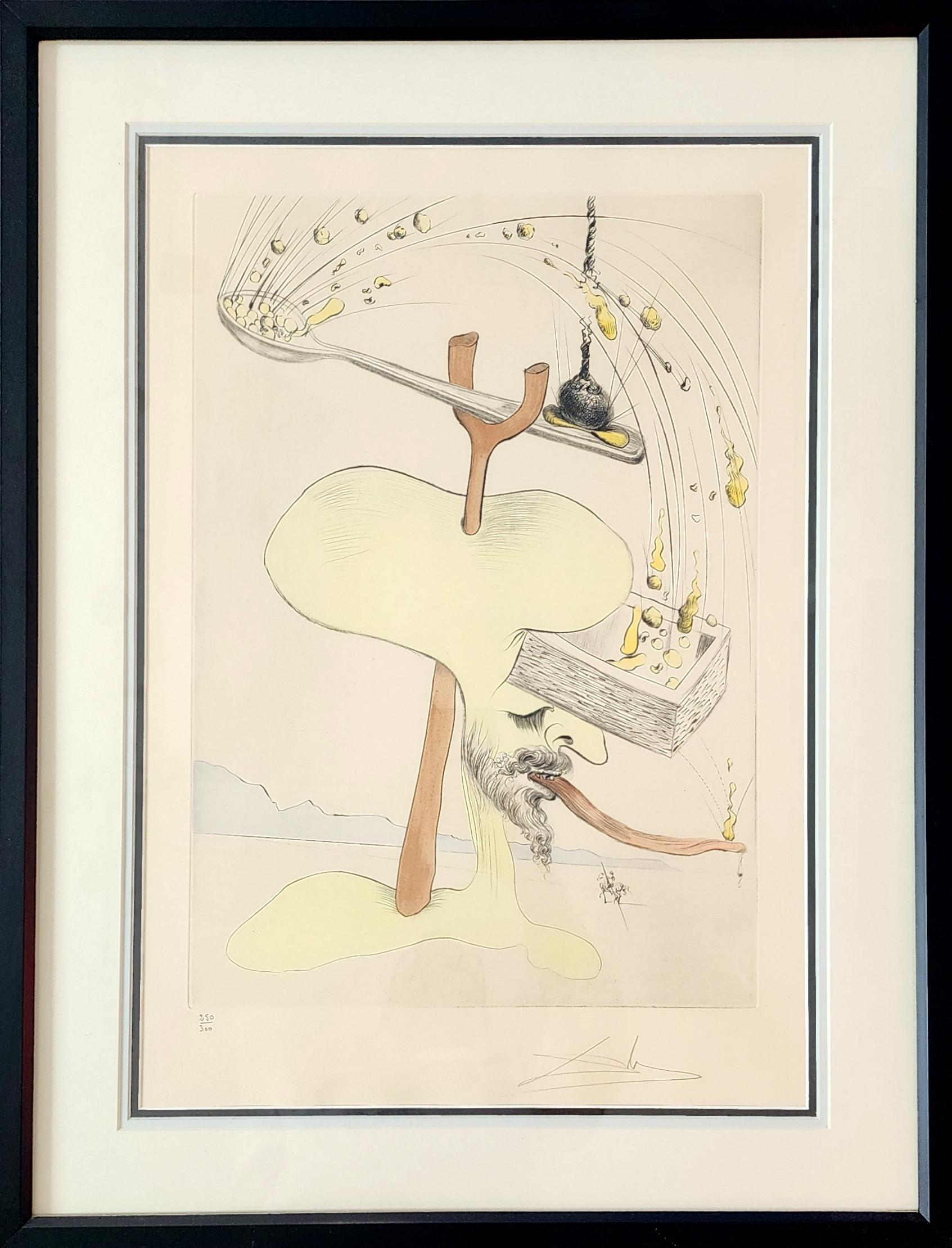 Figurative Print di Salvador Dalí - Hommage a Quevedo (da Visions de Quevedo) (Surrealismo, Spagnolo, Moderno)