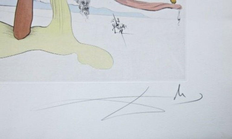 Hommage à Quevedo, Limited Edition Engraving, Salvador Dali- FULLY AUTHENTICATED - Gray Landscape Print by Salvador Dalí