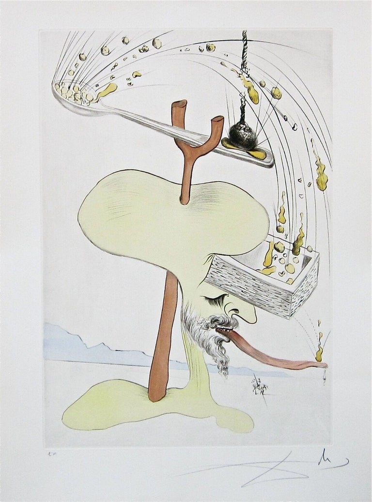 Salvador Dalí Landscape Print - Hommage à Quevedo, Limited Edition Engraving, Salvador Dali- FULLY AUTHENTICATED