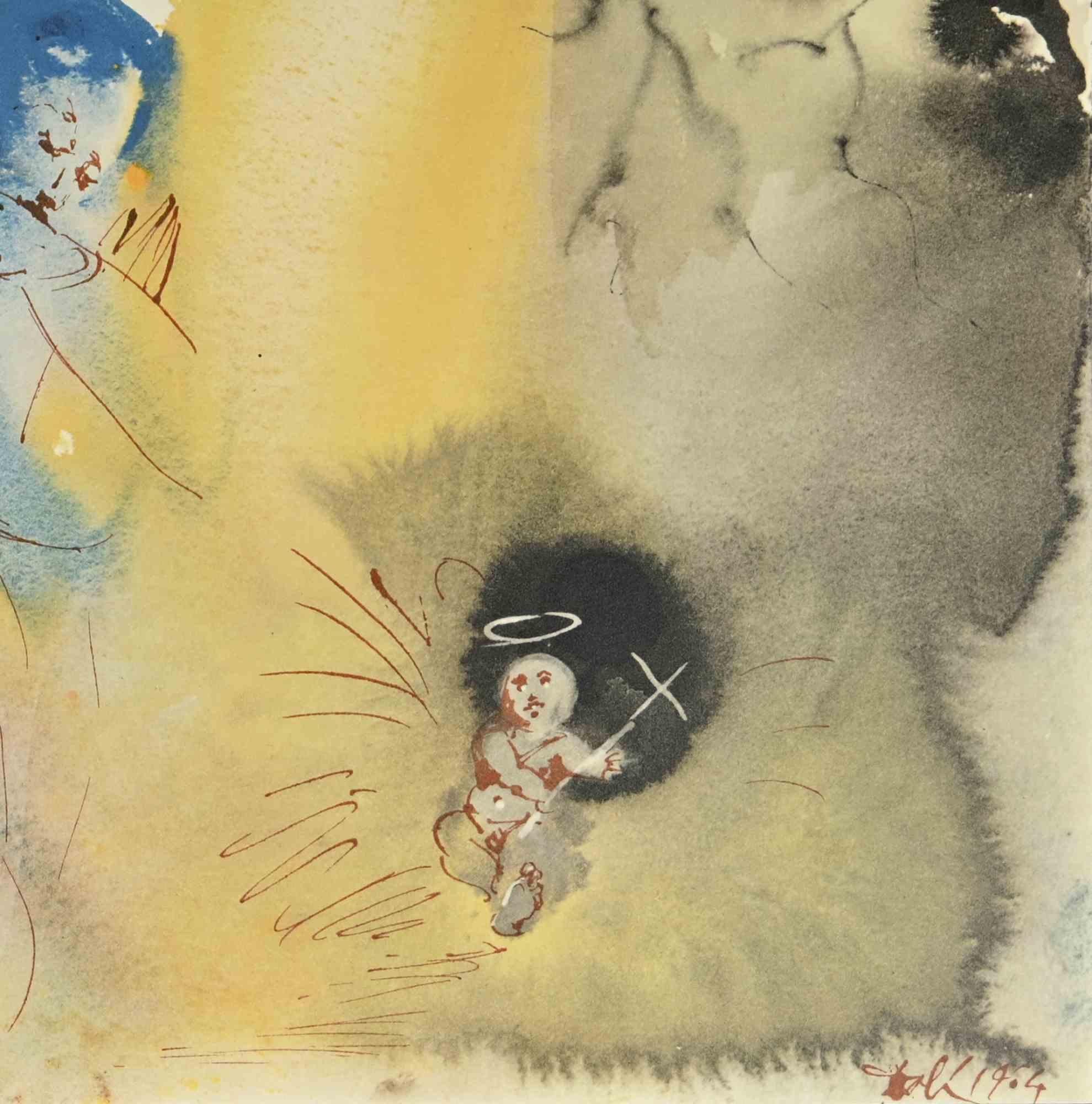 Iesu Nativitas - Lithograph - 1964 - Print by Salvador Dalí