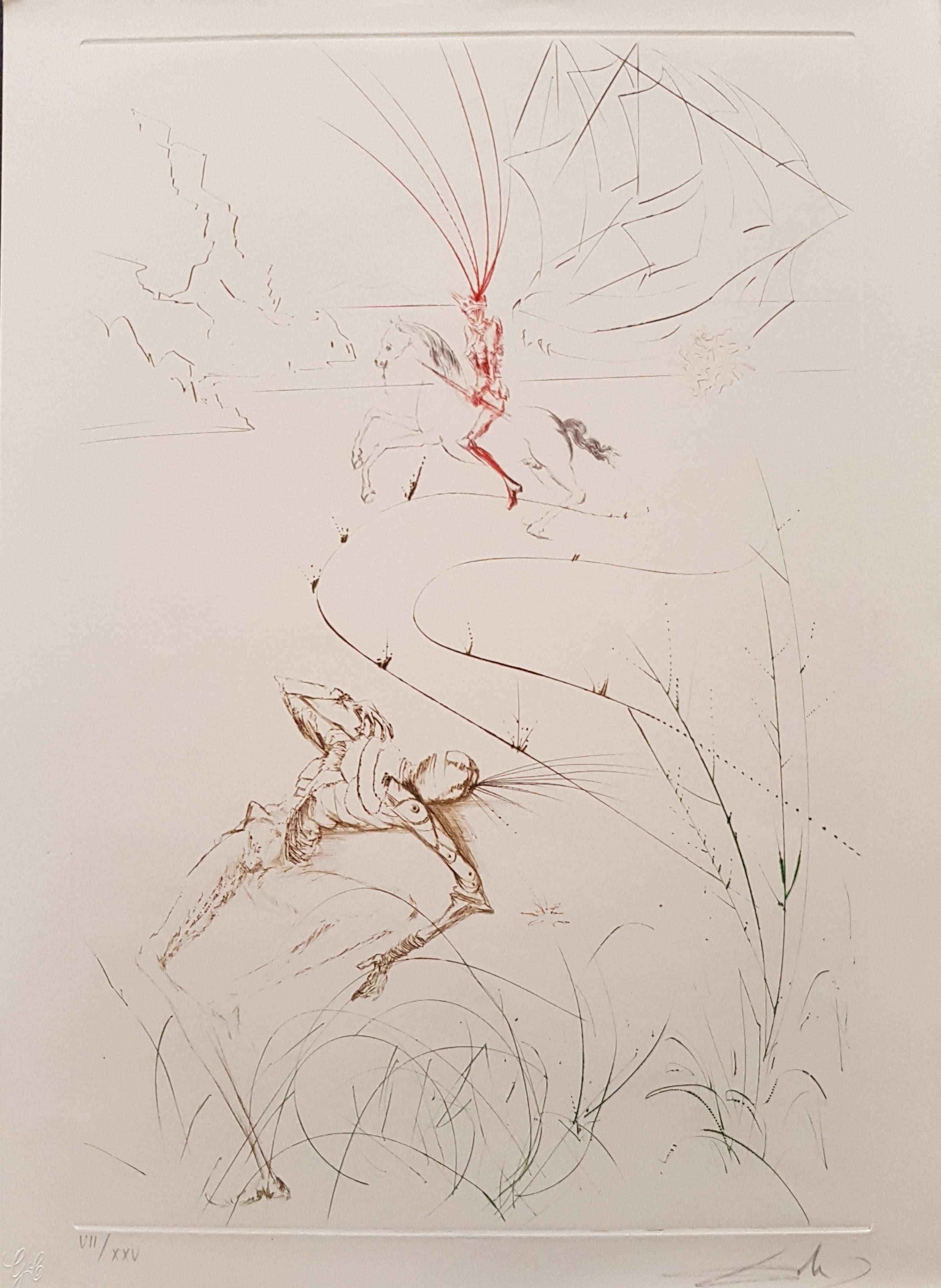 Salvador Dalí Abstract Print - Plate from "Tristan and Isolde": Tristan's Last Battle