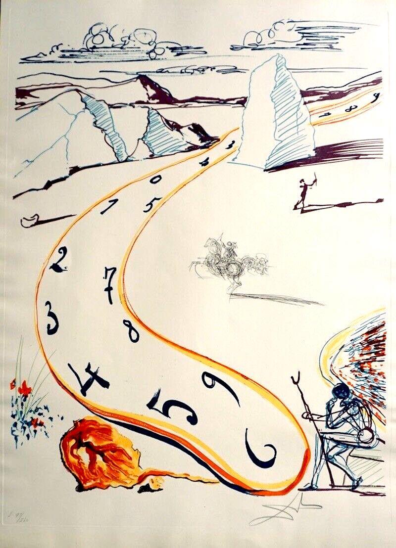 Salvador Dalí Print - Imaginations and Objects of The Future Melting Space Time
