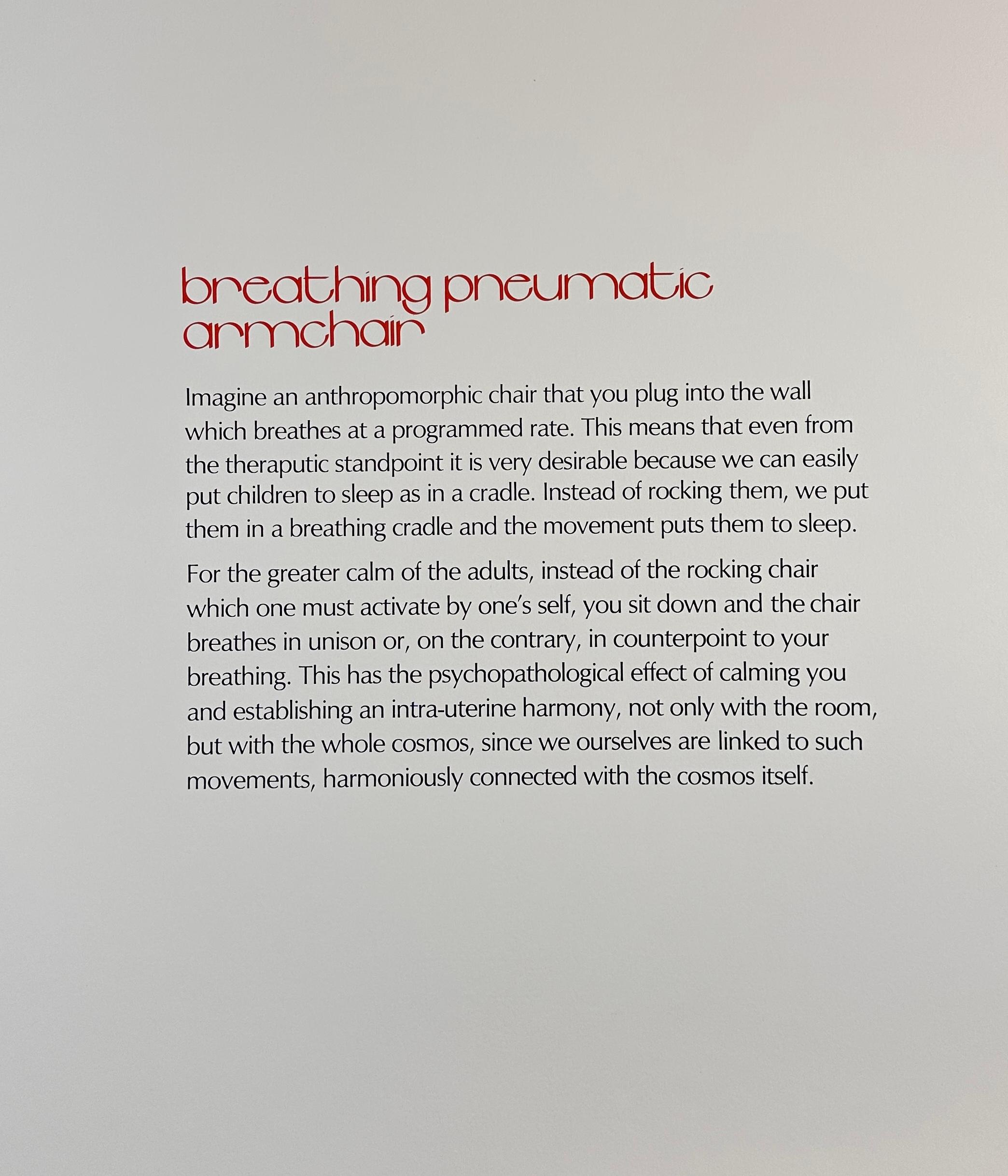 ARTIST: Salvador Dali

TITLE: Imaginations & Objects of The Future Breathing Pneumatic Armchair

MEDIUM: Etching

SIGNED: Hand Signed by Salvador Dali

PUBLISHER: Merril Chase, Chicago/Alan Rich, NY

EDITION NUMBER: 65/250

MEASUREMENTS: 30.75