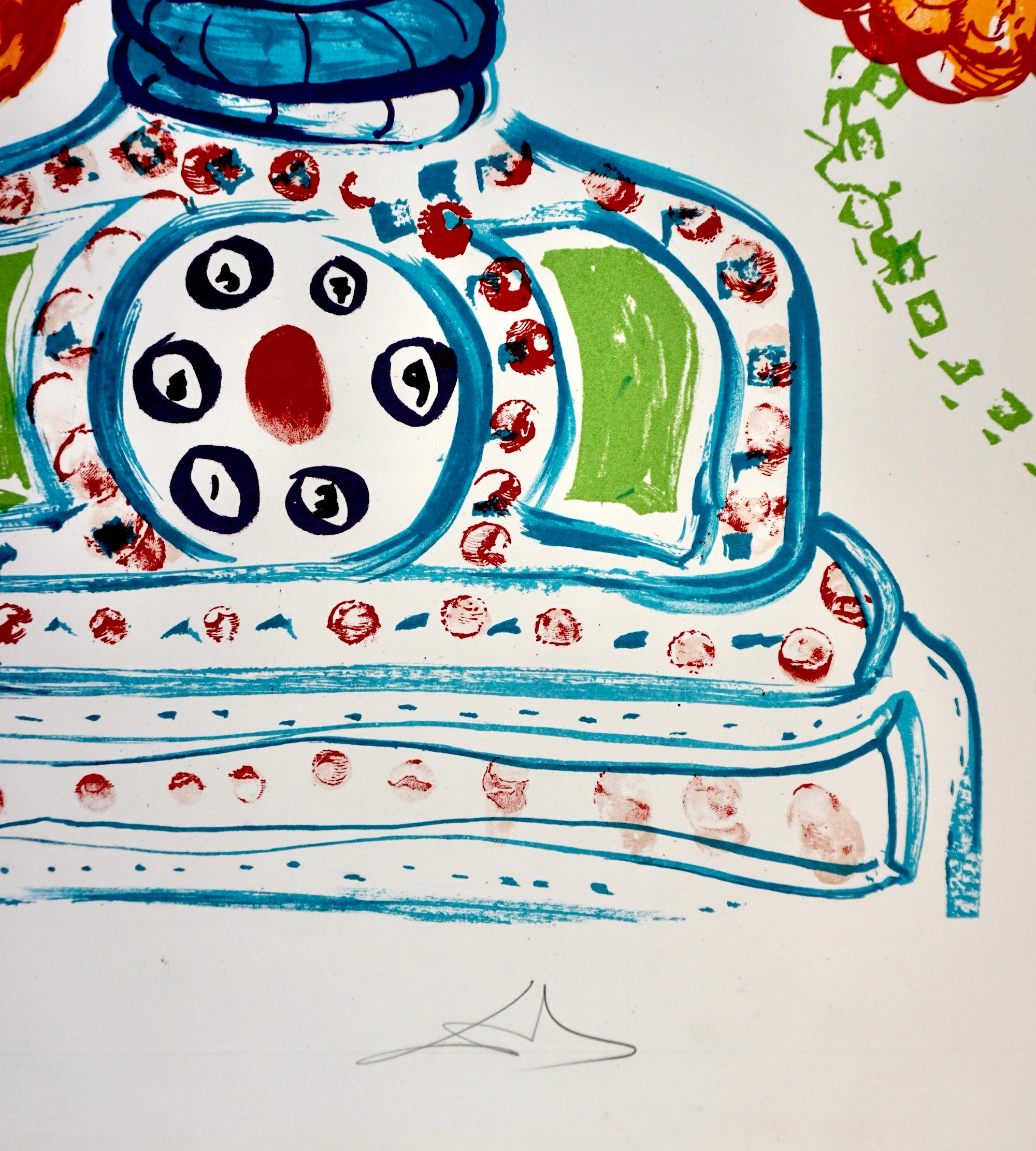 Imaginations et objets du futur téléphone à queue de homard cybernétique  - Print de Salvador Dalí