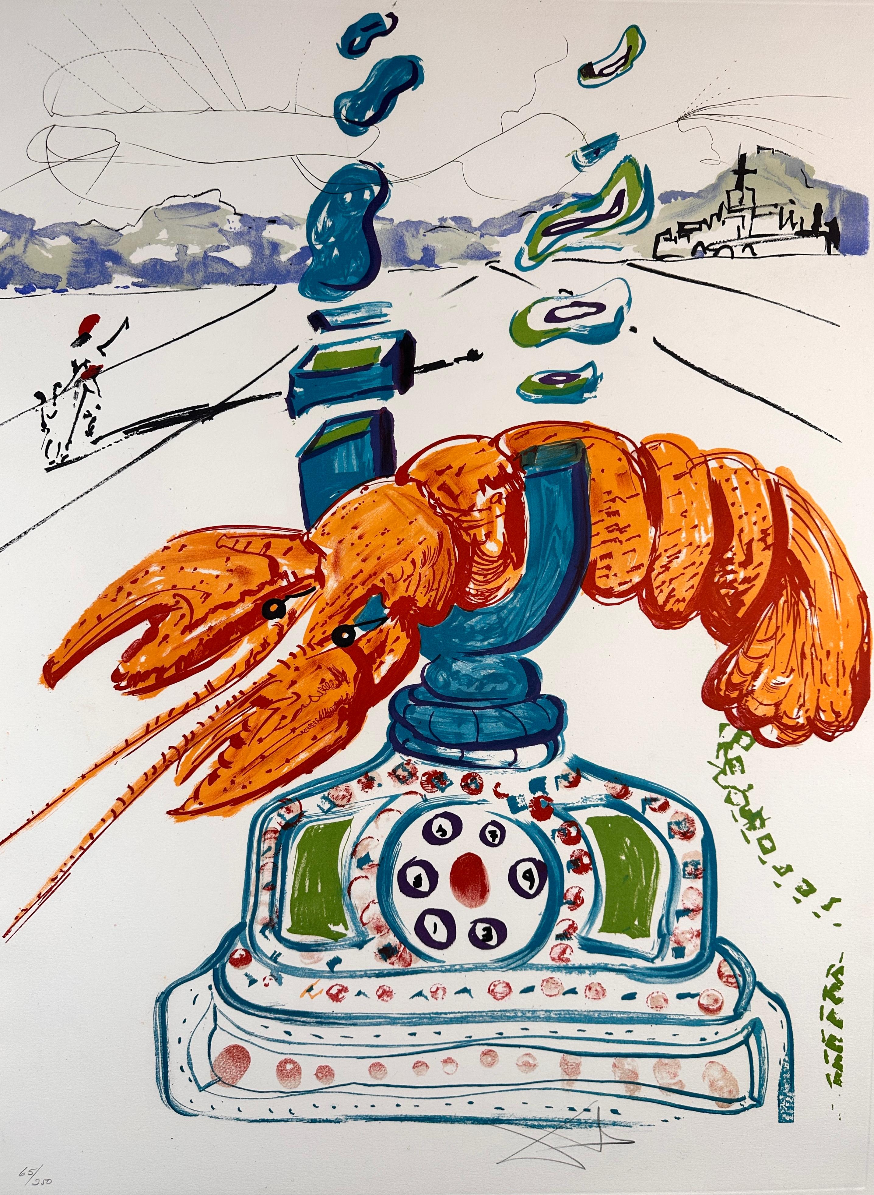 Imaginaciones y Objetos del Futuro Teléfono Cibernético de Langosta - Print de Salvador Dalí