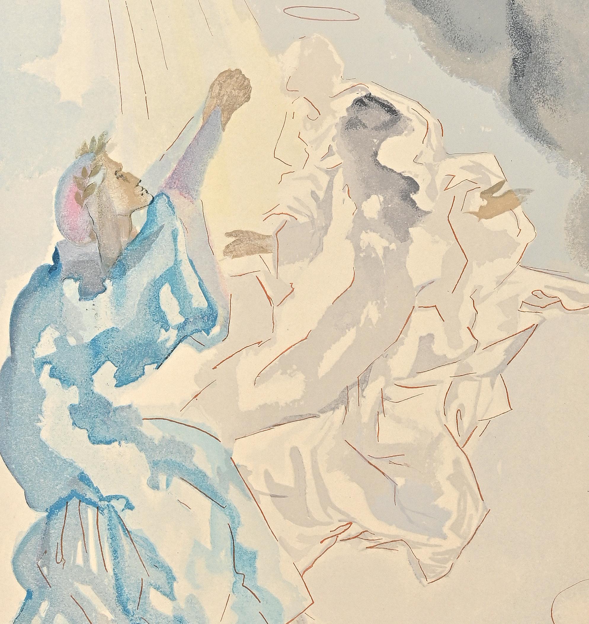 Nel cielo di Mercurio - Stampa xilografica - 1963 - Print di Salvador Dalí