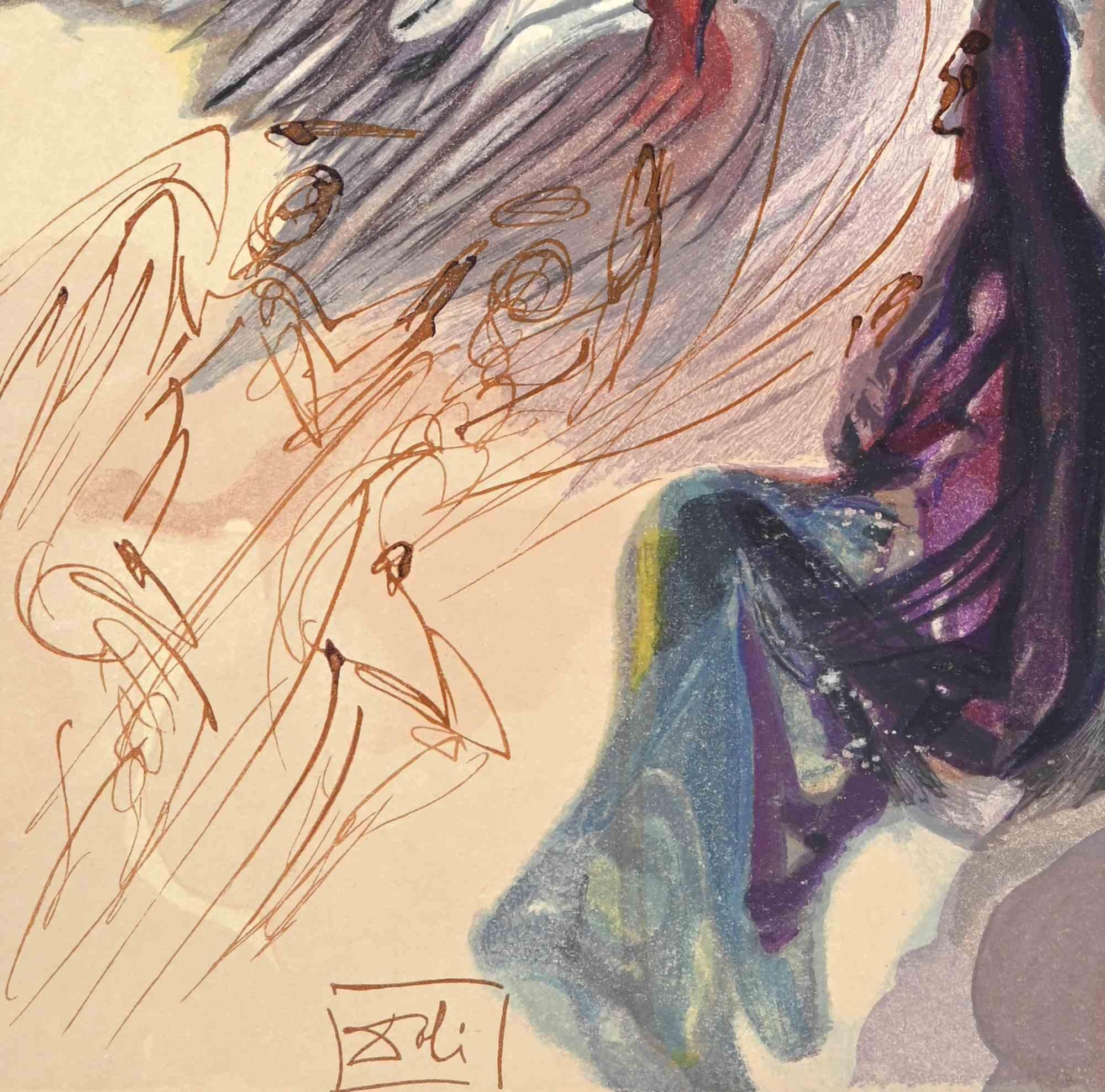Nel cielo di Giove - Xilografia - 1963 - Print di Salvador Dalí
