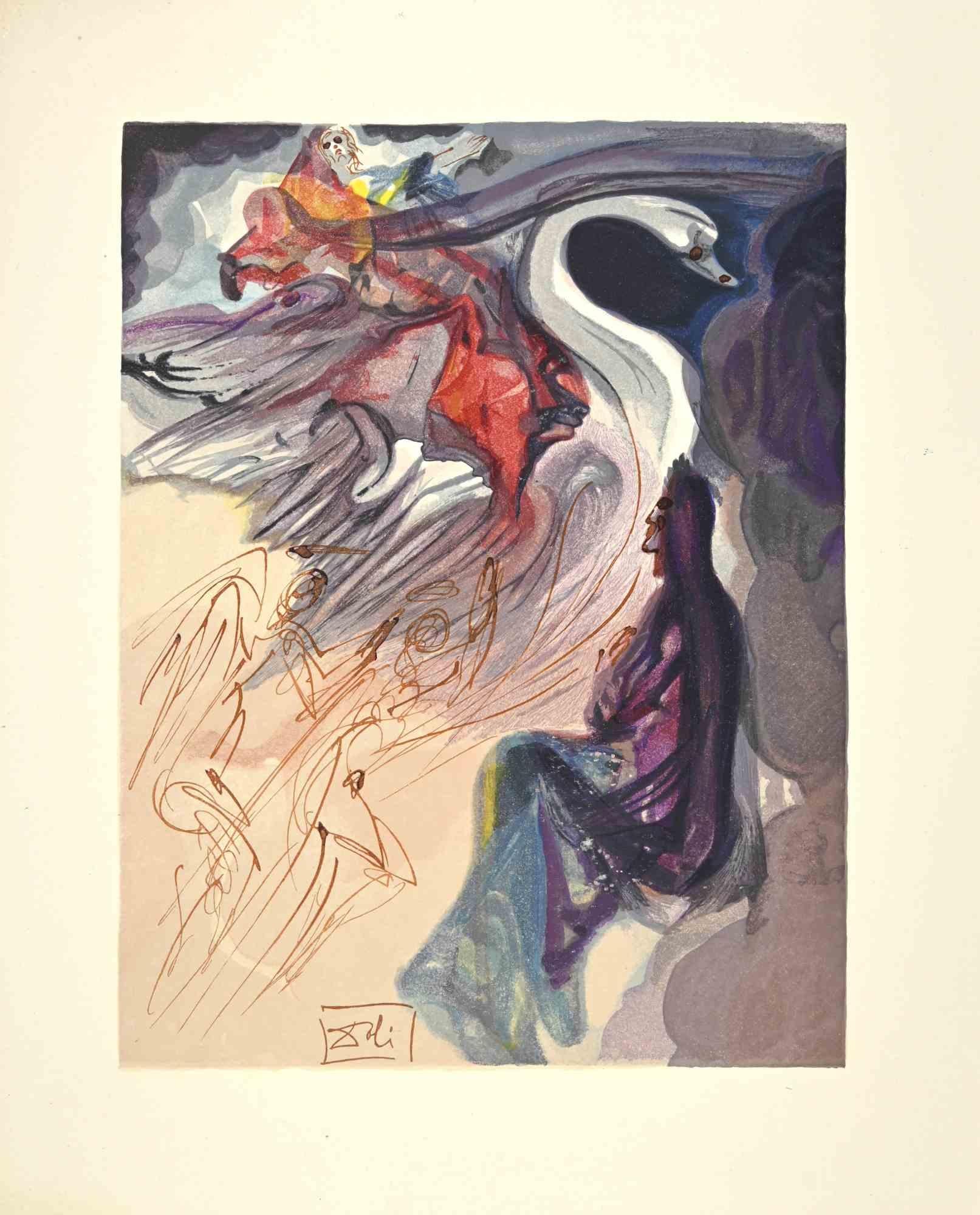 Salvador Dalí Figurative Print - In The Sky of Jupiter - Woodcut - 1963