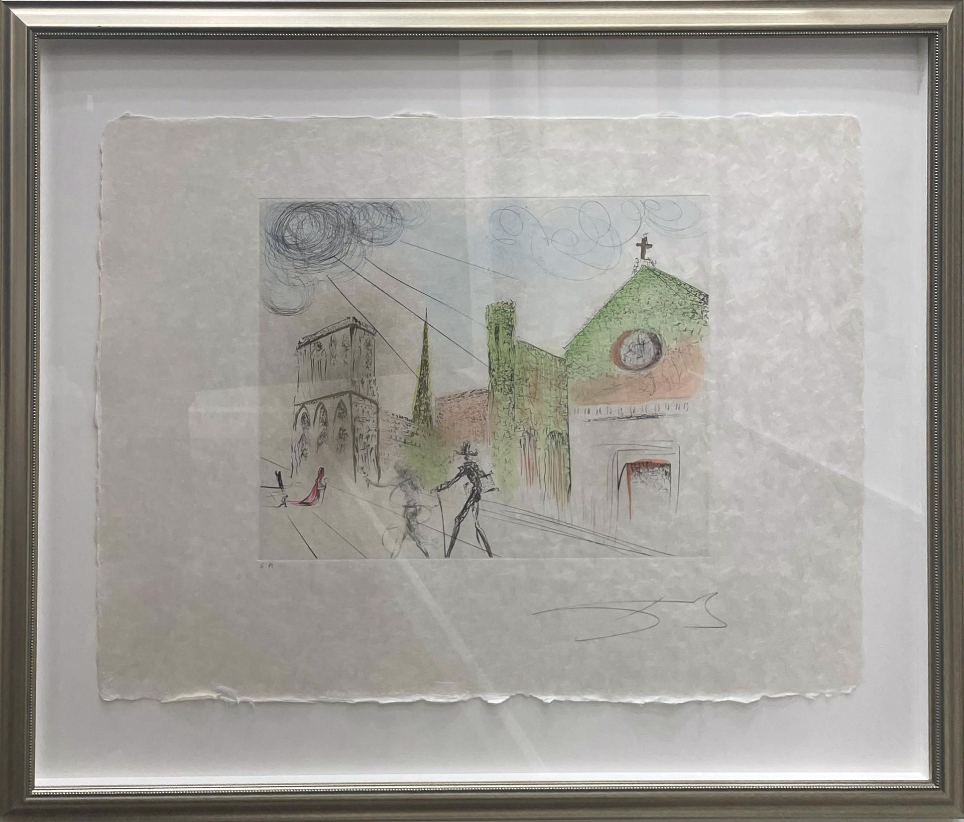 Salvador Dalí Landscape Print - Individual Etchings: Notre Dame de Paris