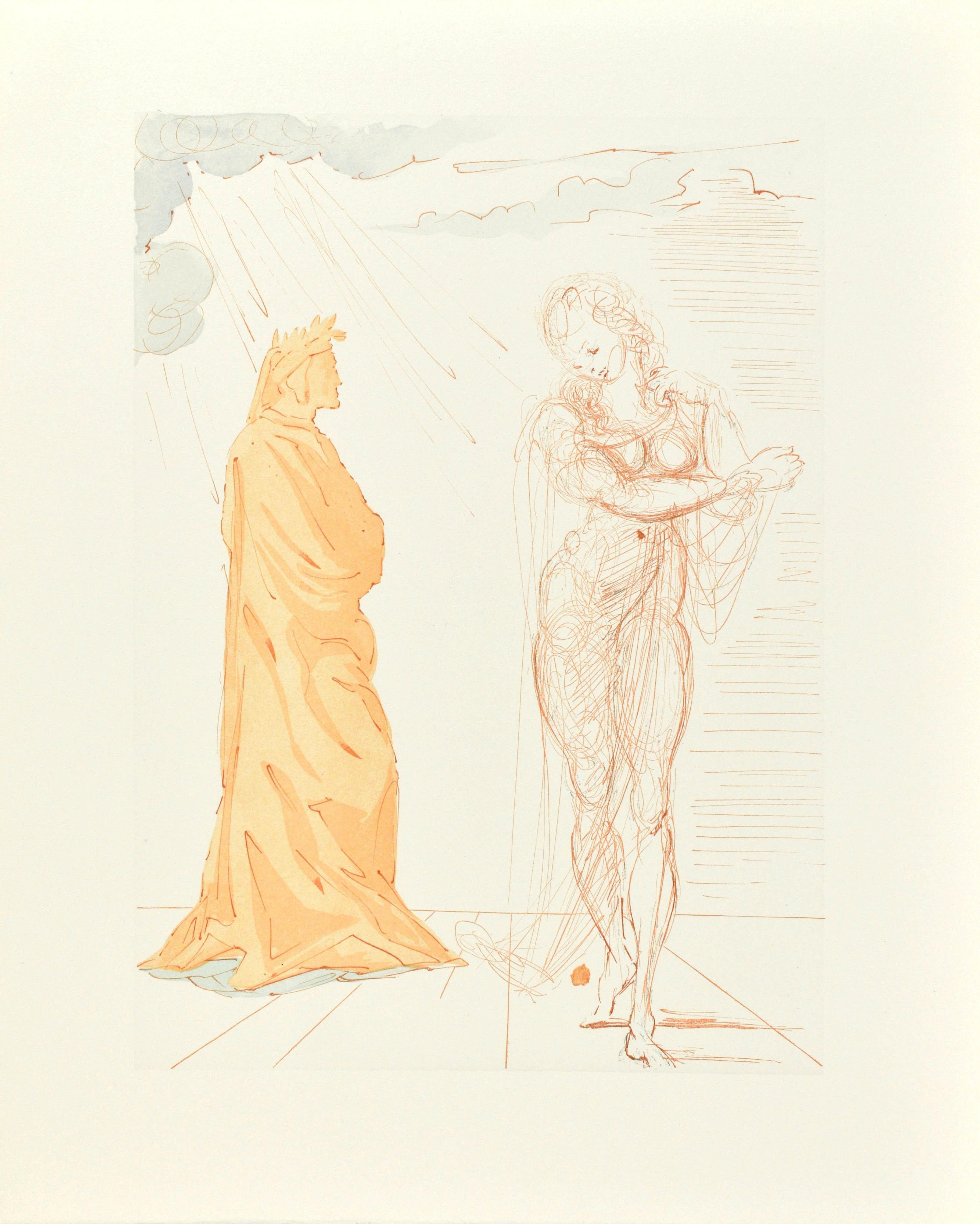 Inferno, Canto II (Field 189-200; M/L. 1039-1138), La Divina Commedia - White Figurative Print by Salvador Dalí